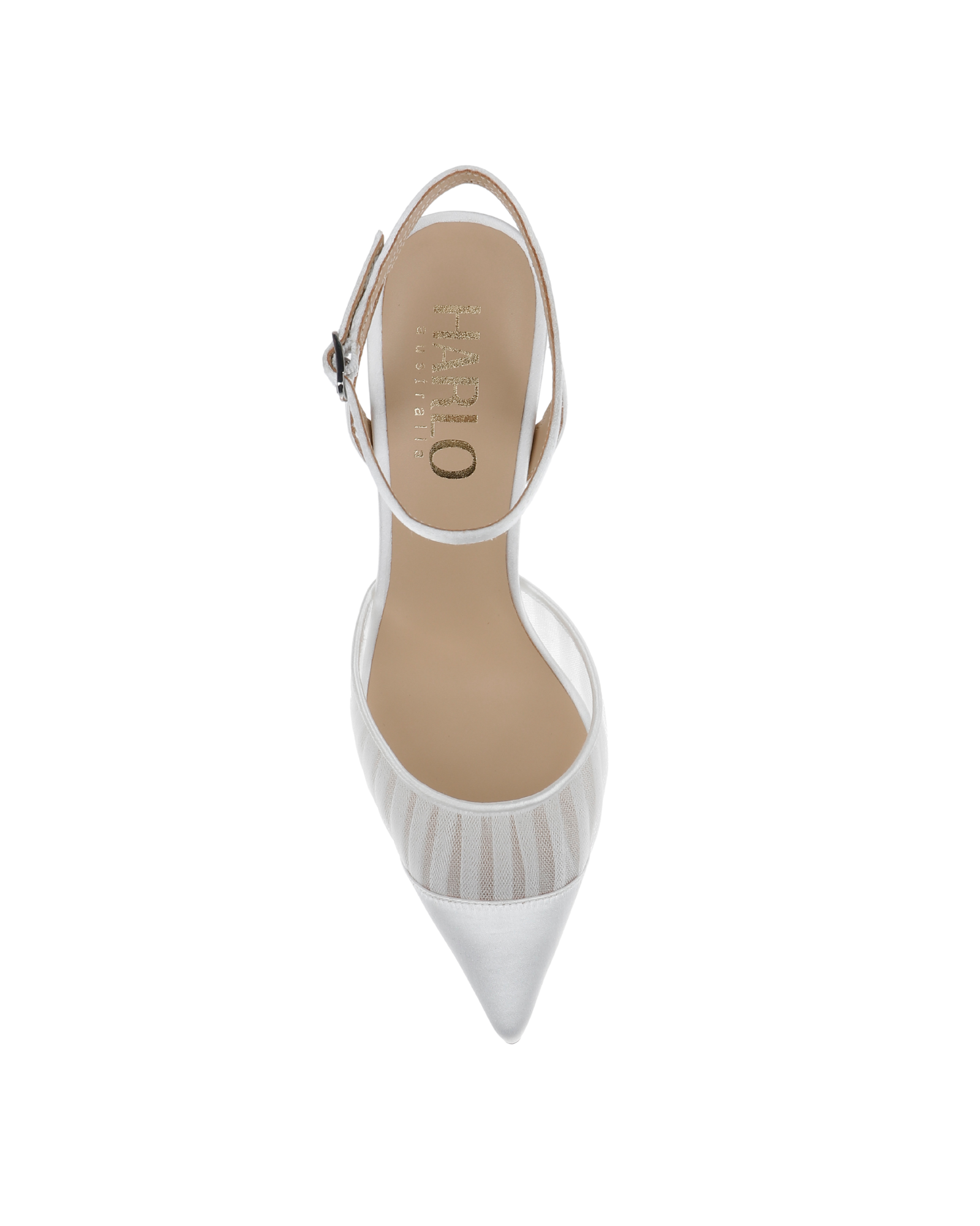 Fallon - Tulle & Satin Pointed Toe High Block Heel - Soft White