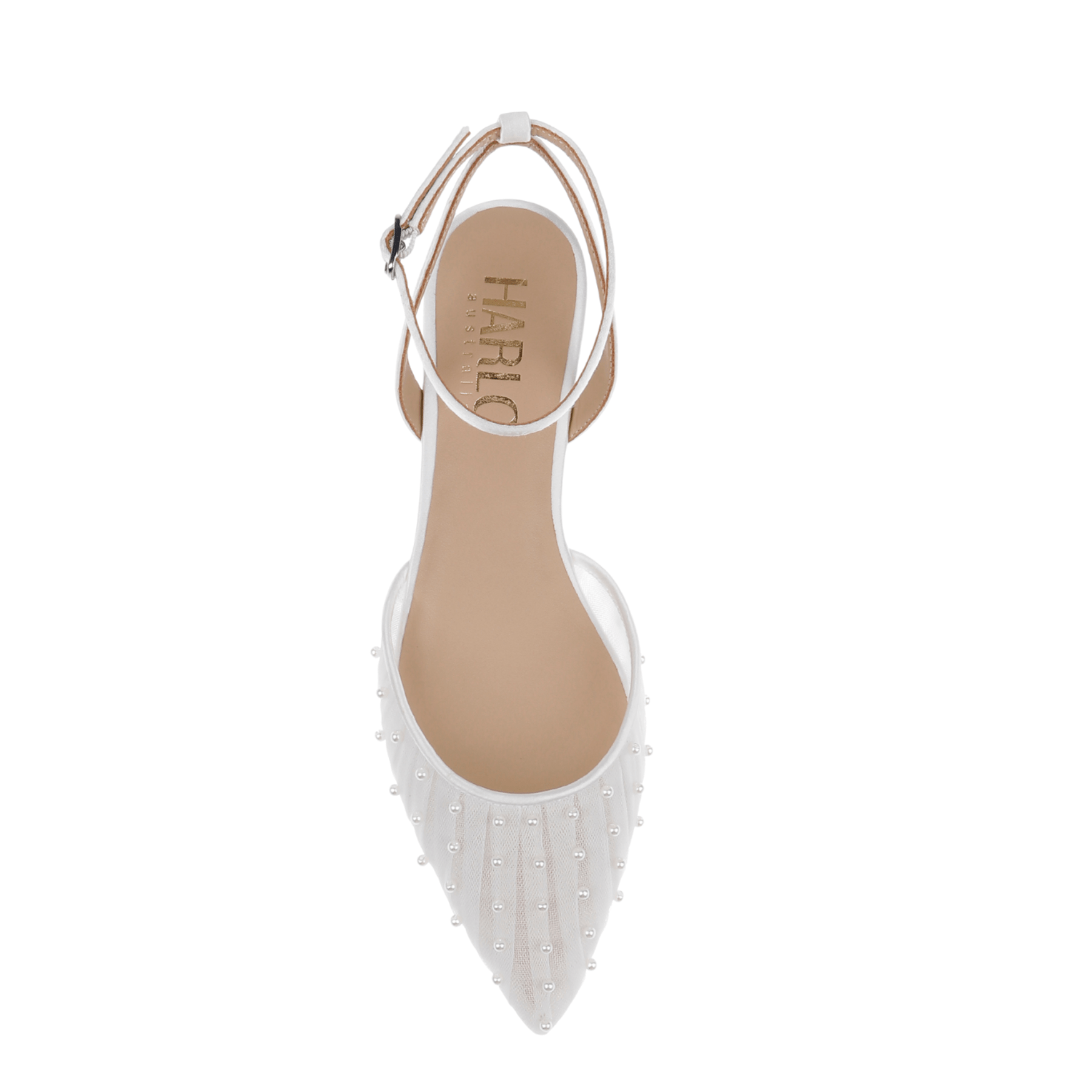 Buy Chanel Pearl - White Tulle Flats with Handsewn Pearls online | The White Collection Australia