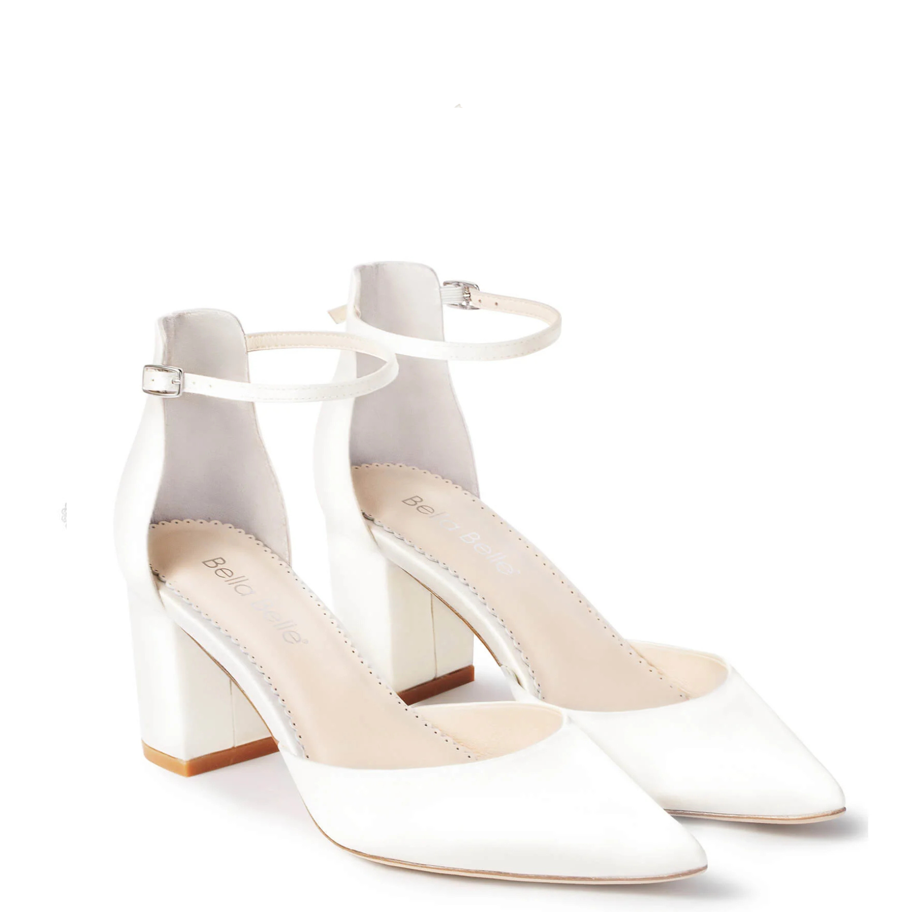 Buy Mia - Ankle Strap Block Heels - Ivory online | The White Collection Australia