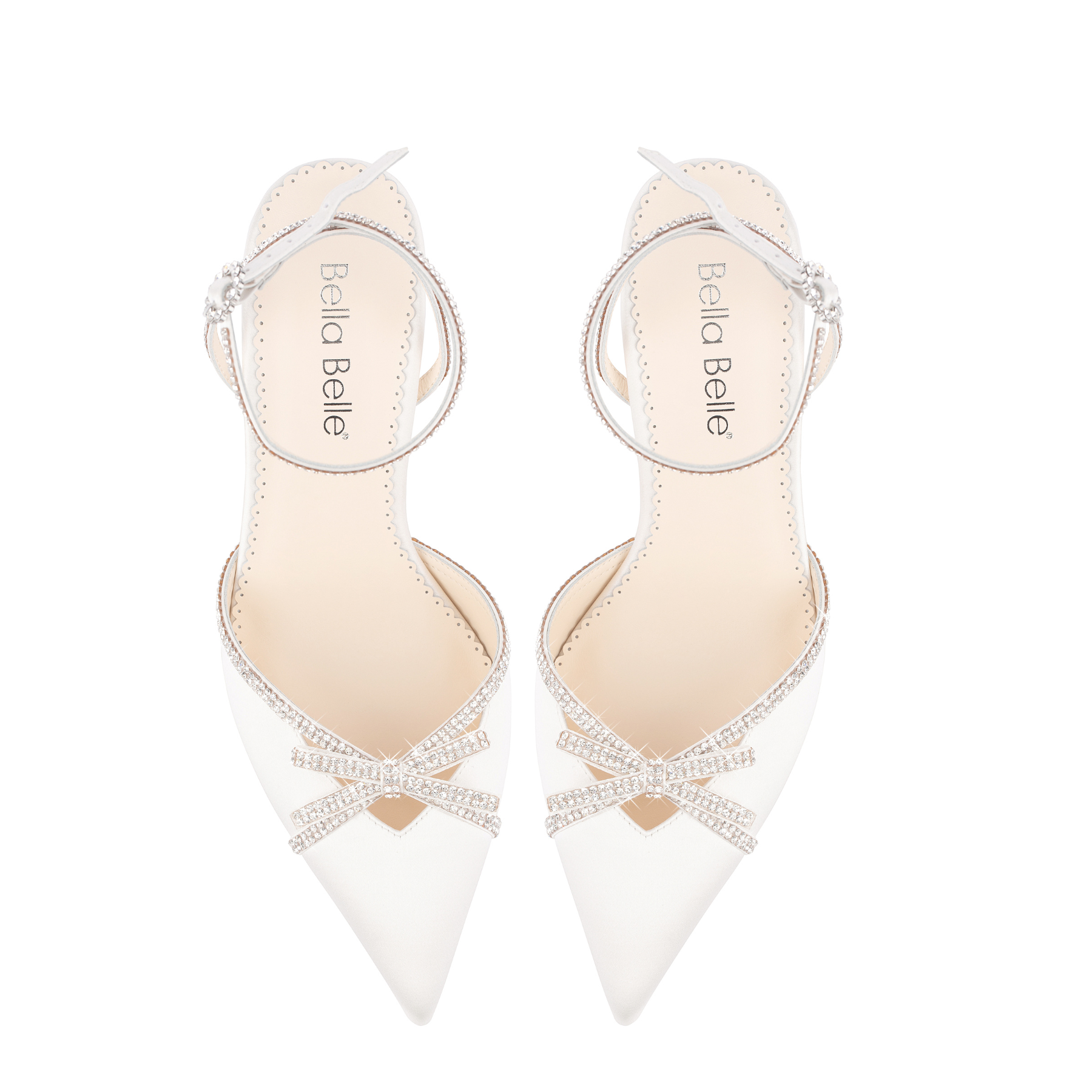 Buy Karissa - Ivory Bridal Block Heels with Crystal Bows, Trim and Straps online | The White Collection Australia