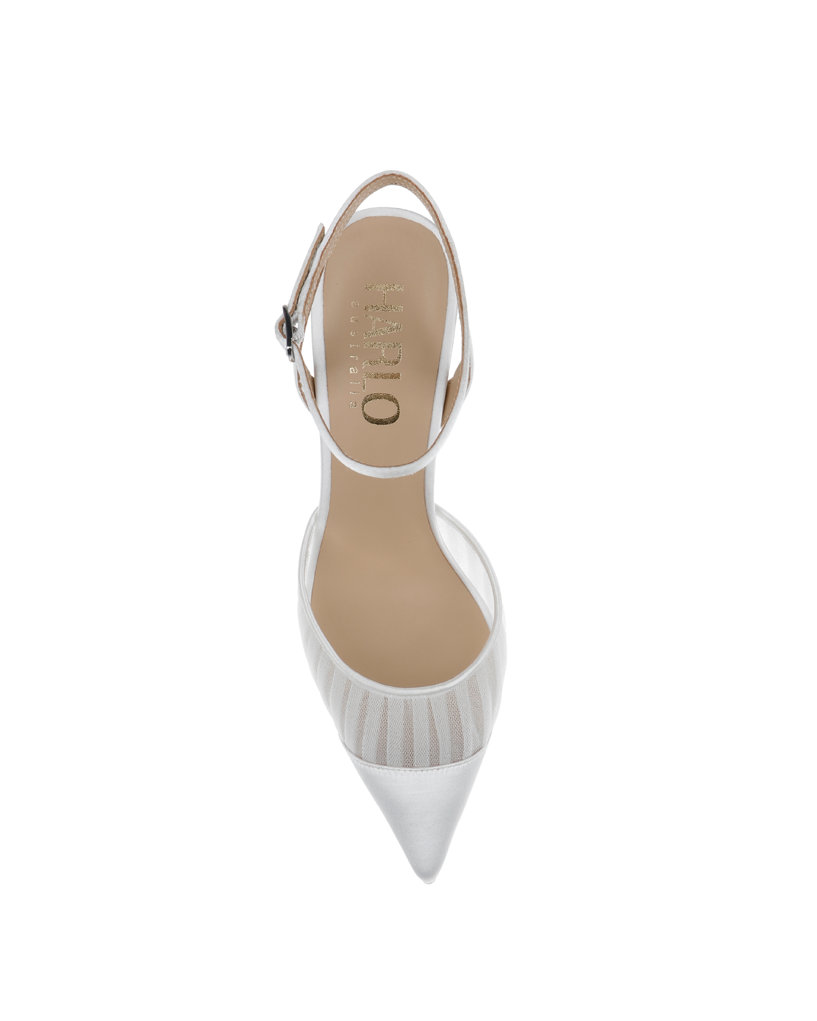 Farah -  Tulle & Satin Pointed Toe Low Block Heel - Soft White