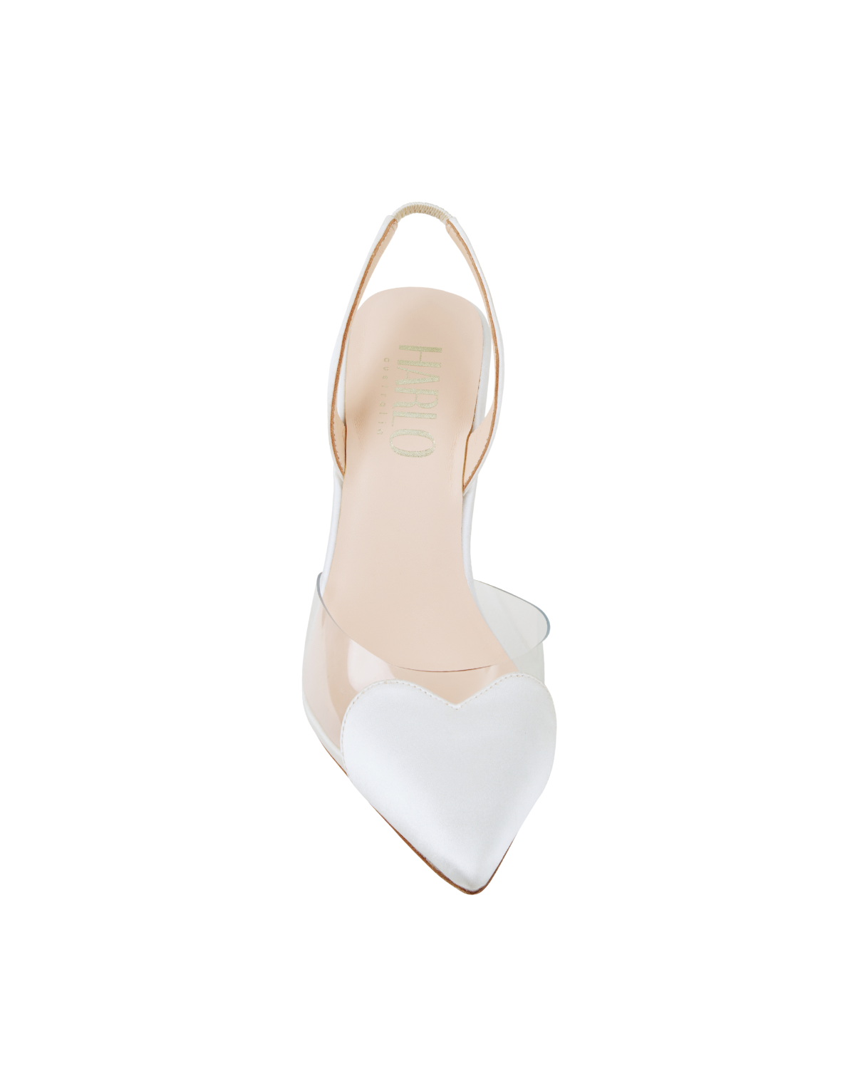 Cupid - Love Heart Sling Back Heels - Ivory Silk Satin