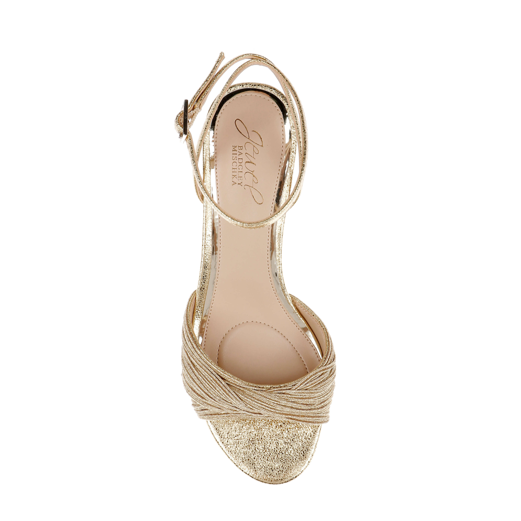 Pretty - Open Toe Strappy Low Block Heel - Gold