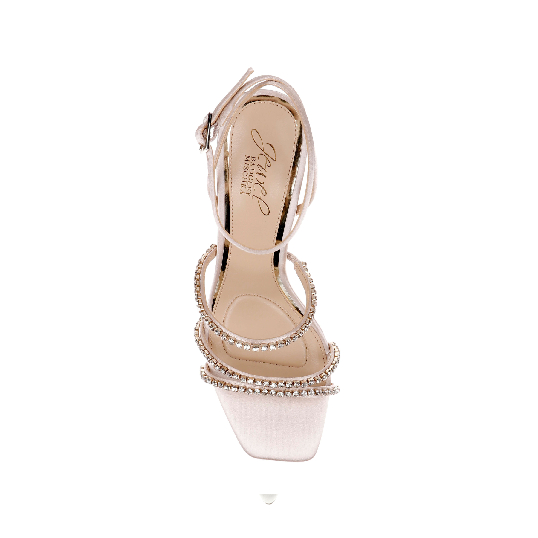 Paulette - Open Toe Strappy Crystal High Heels - Champagne Nude