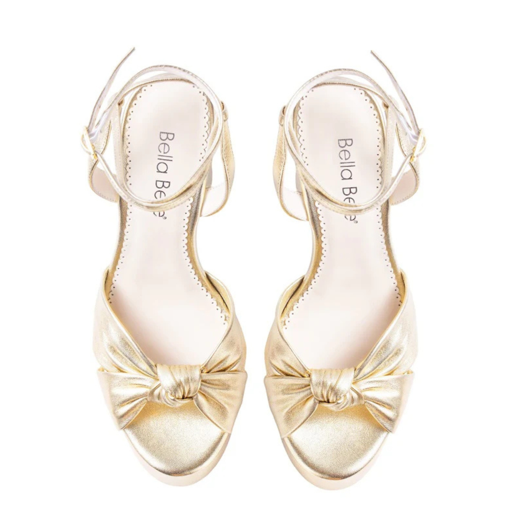 Serafina - Open Toe Platform Bridal Sandals - Gold