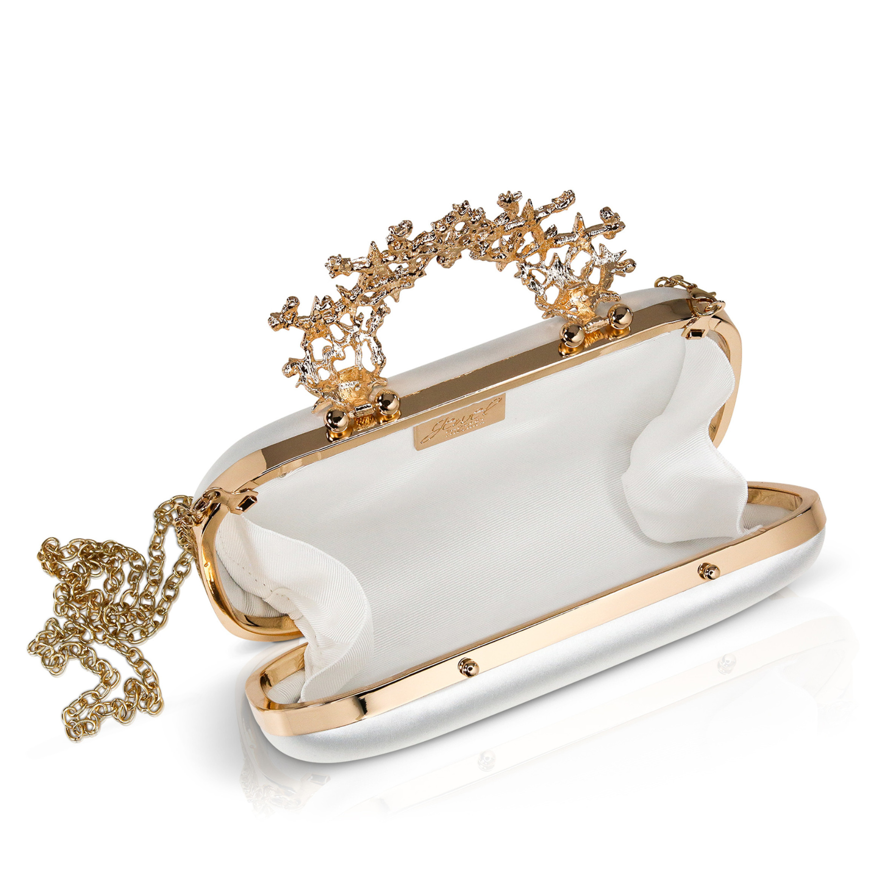 Buy Lyra - Starburst Clasp Satin Clutch - Ivory online | The White Collection Australia