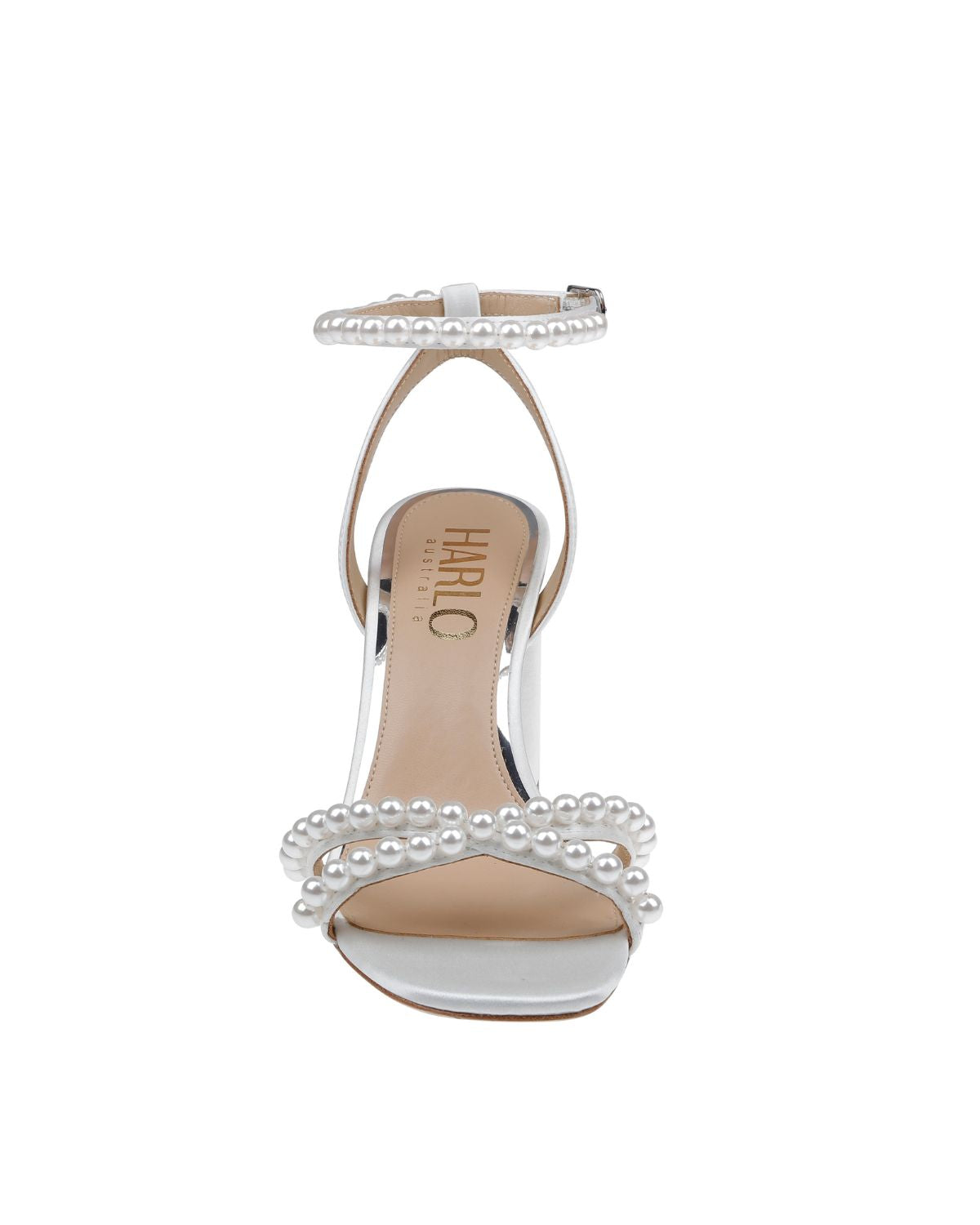 Evie - White Pearl Mid Bridal Block Heel
