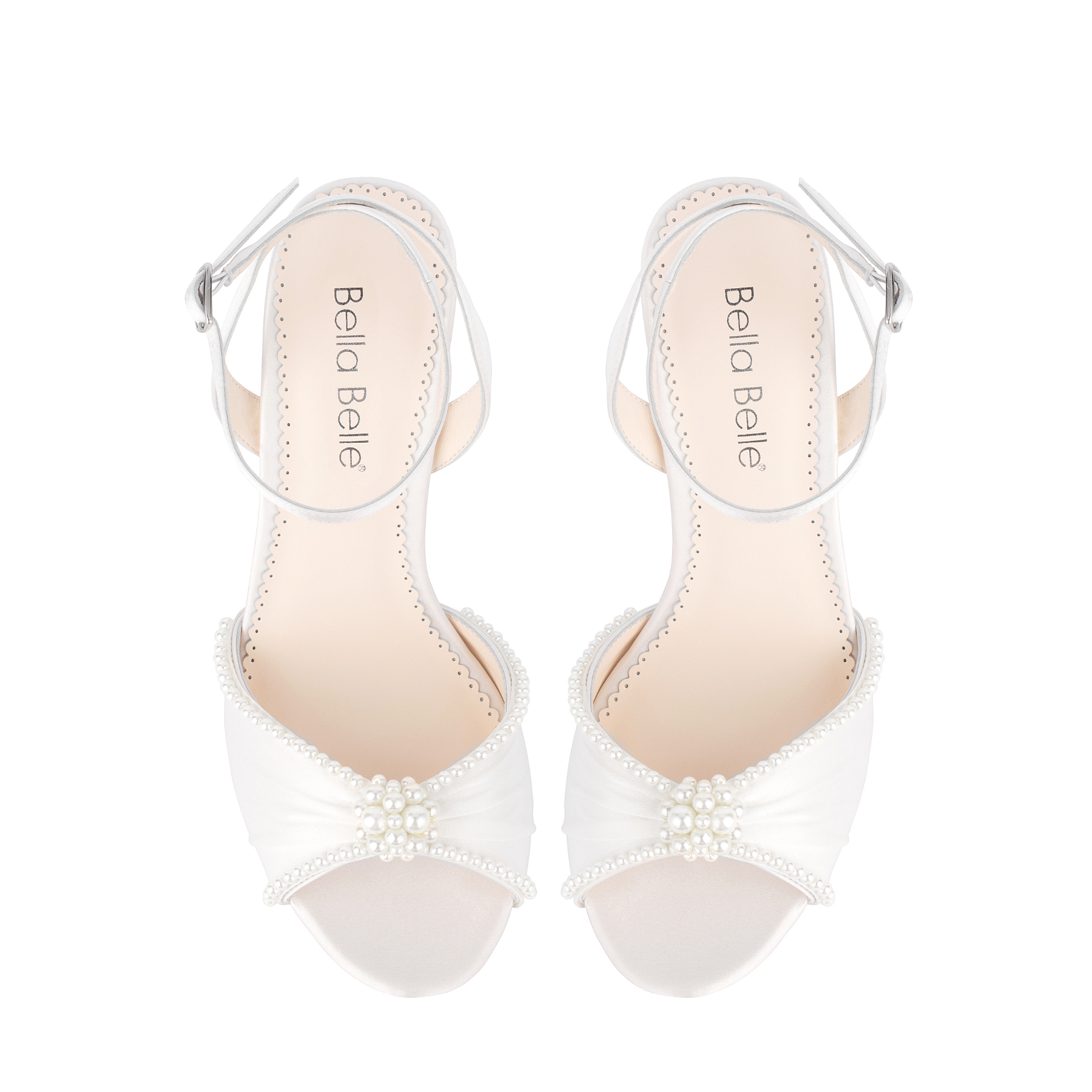 Buy Tinsley - Ivory Open Toe Pearl Wedding Shoes Block Heel Sandals online | The White Collection Australia