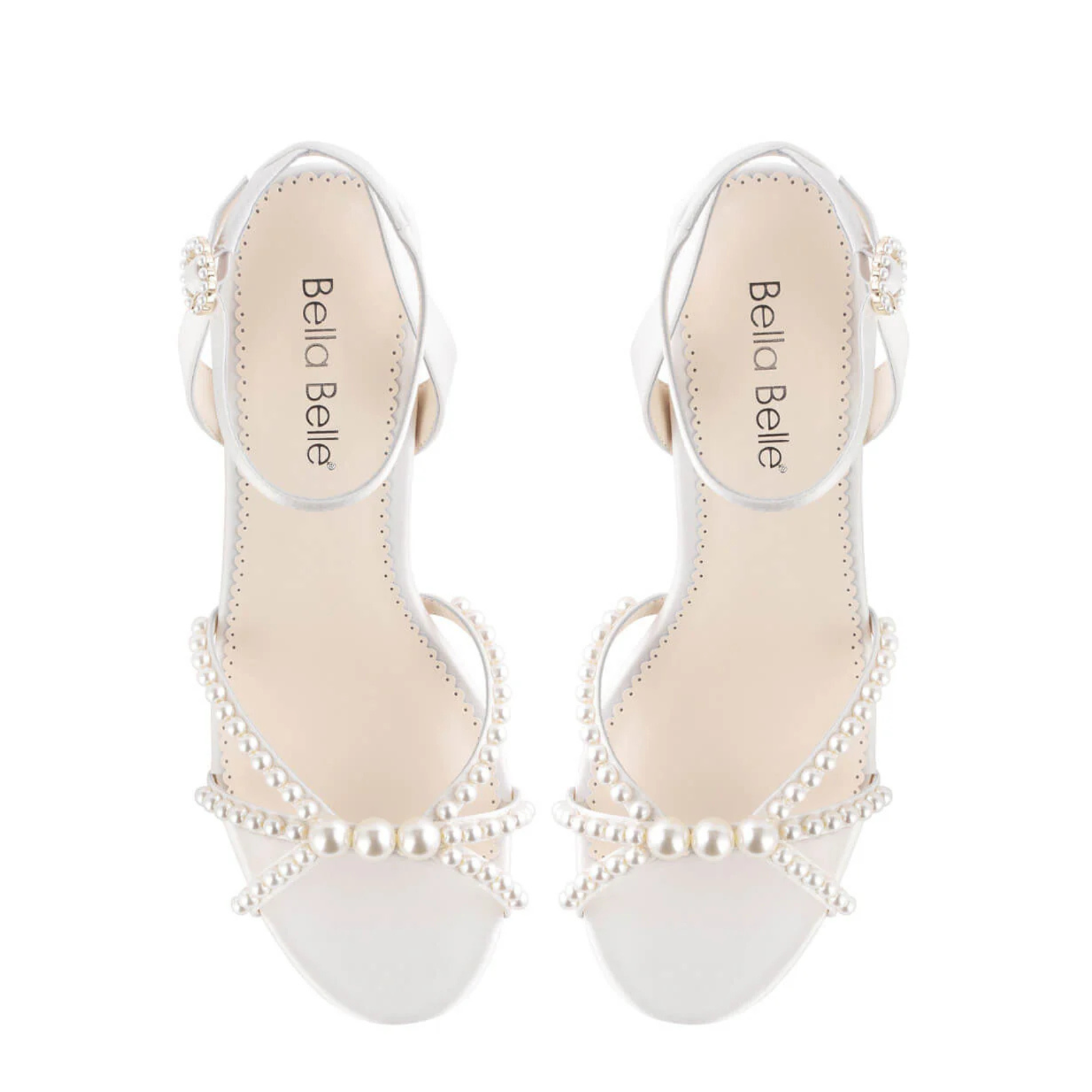 Buy Lola - Open Toe Strappy Pearl Platform Heels - Ivory online | The White Collection Australia
