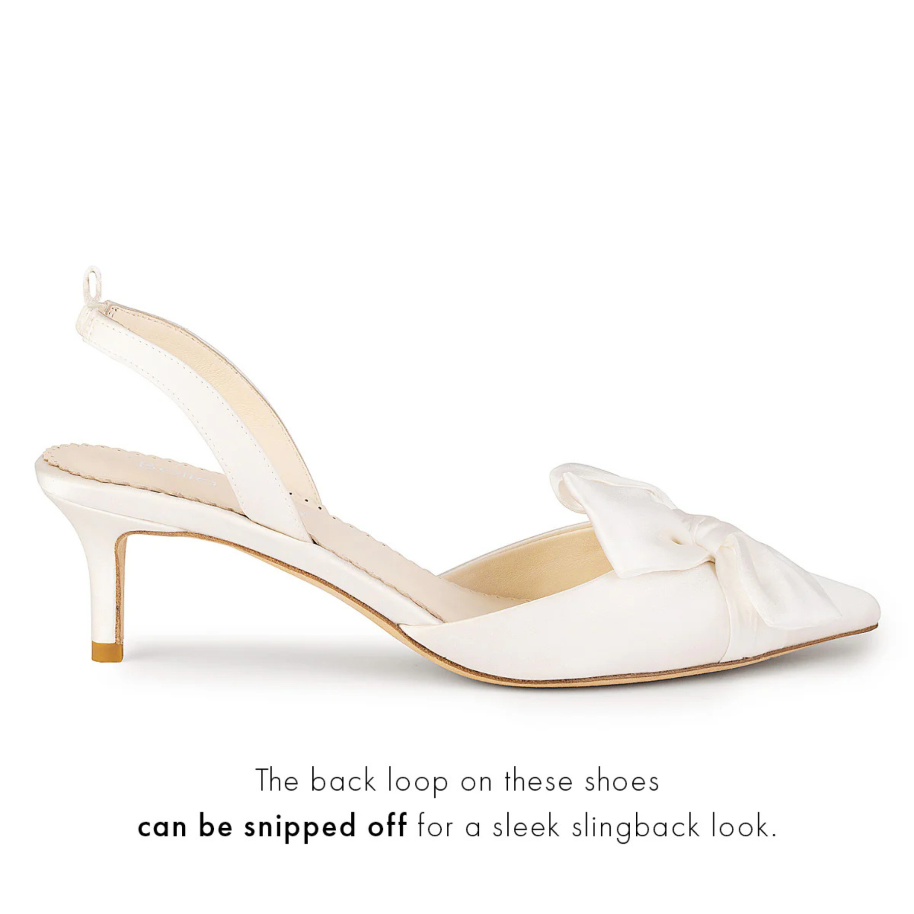 Buy Raven - Slingback Kitten Heels with Bow and Removable Ankle Strap - Ivory online | The White Collection Australia