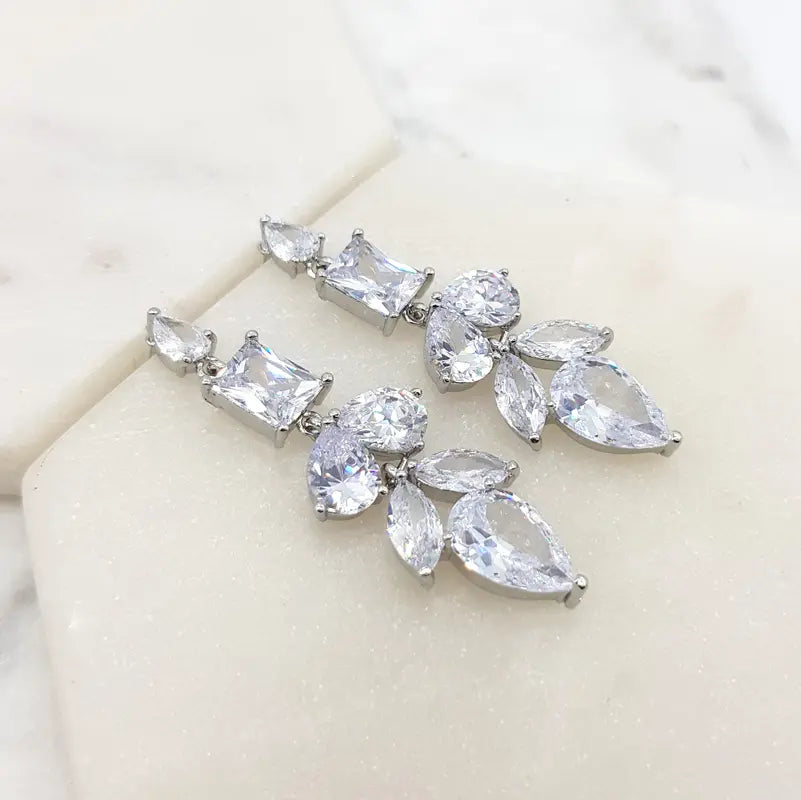Buy Lavinia - Mixed Crystal Bridal Statement Drop Earrings online | The White Collection Australia