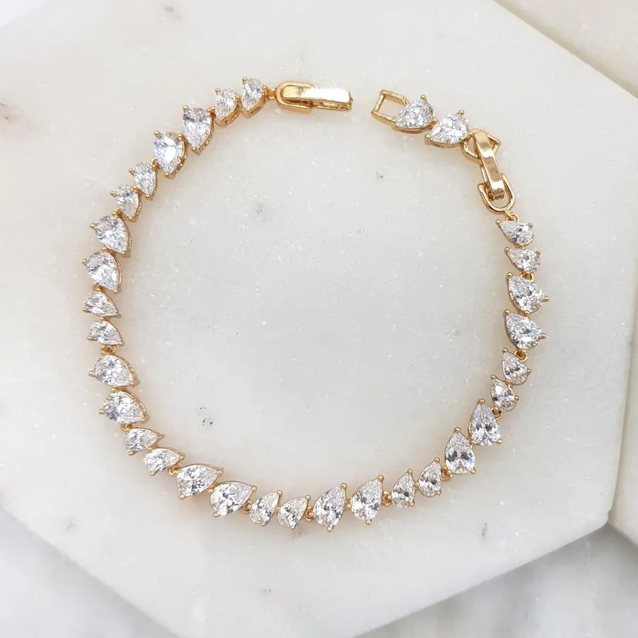 Buy Zara - Crystal Teardrop Bridal Bracelet online | The White Collection Australia