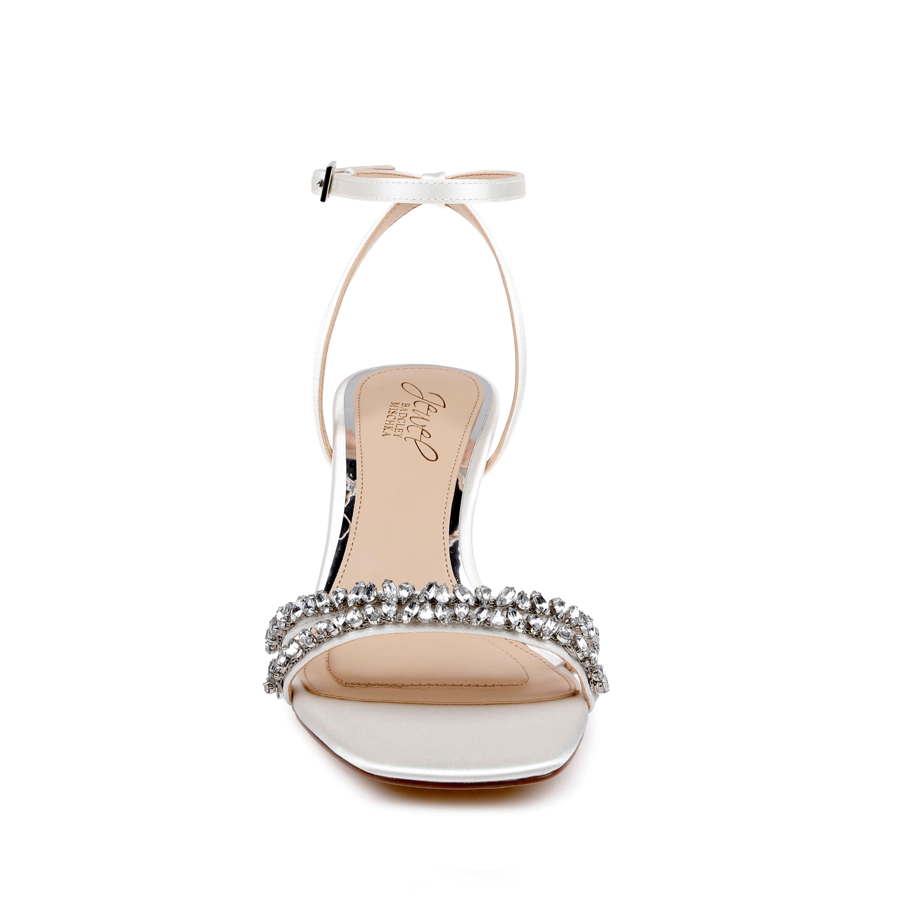 Nayla - Crystal Strap Kitten Heels - Ivory