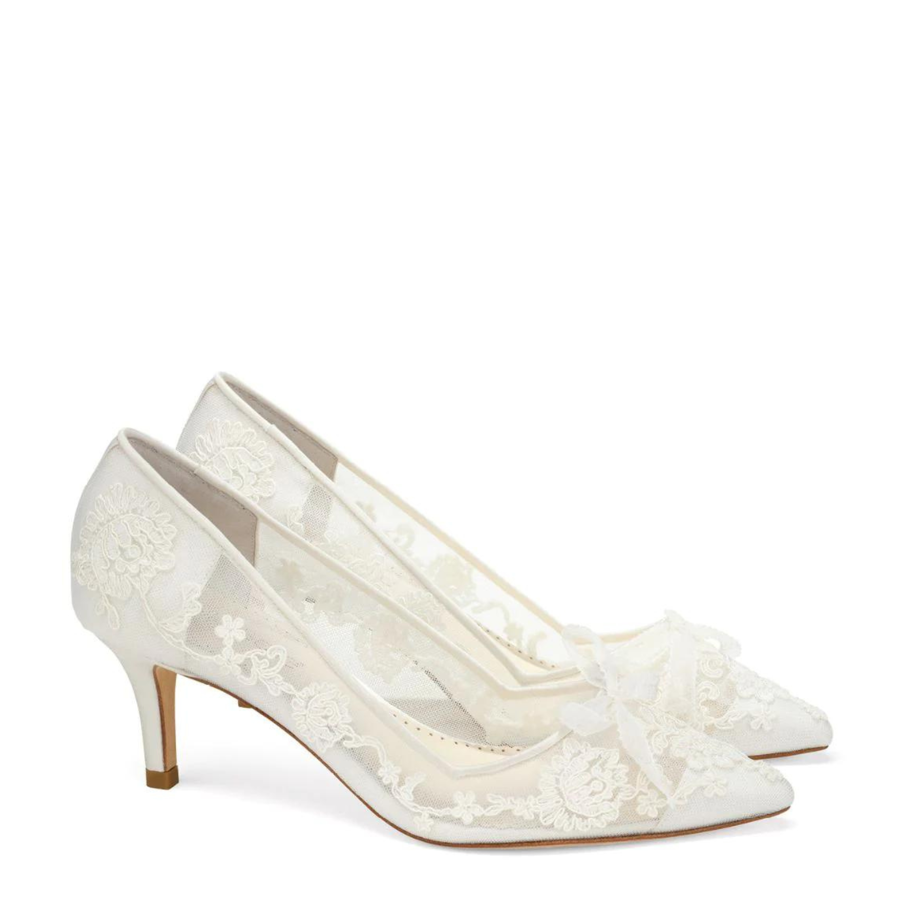 Buy Monica - Lace Embroidered Ivory Bridal Kitten Heels online | The White Collection Australia