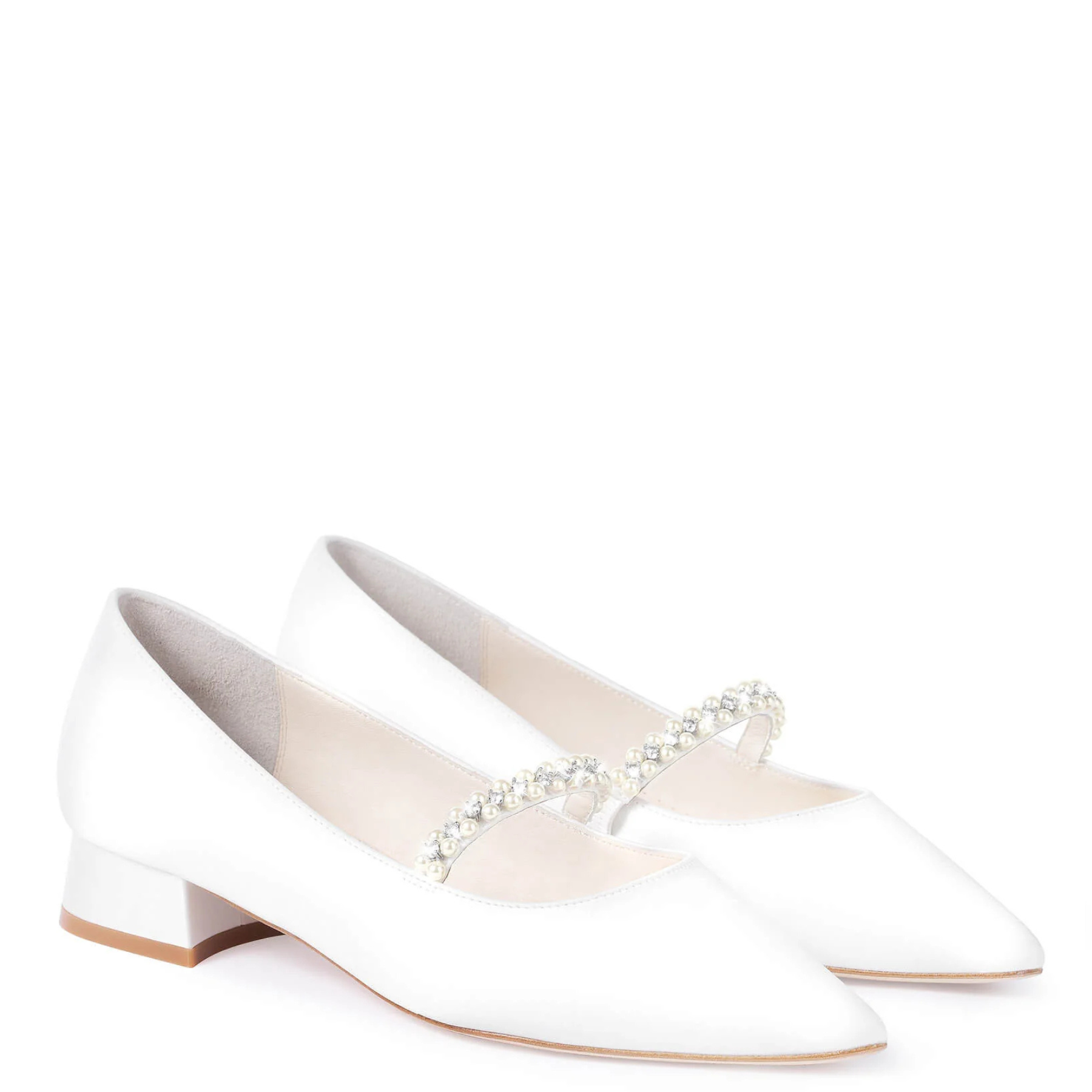 Lucy - Pearl & Crystal Bridal Flats - Ivory