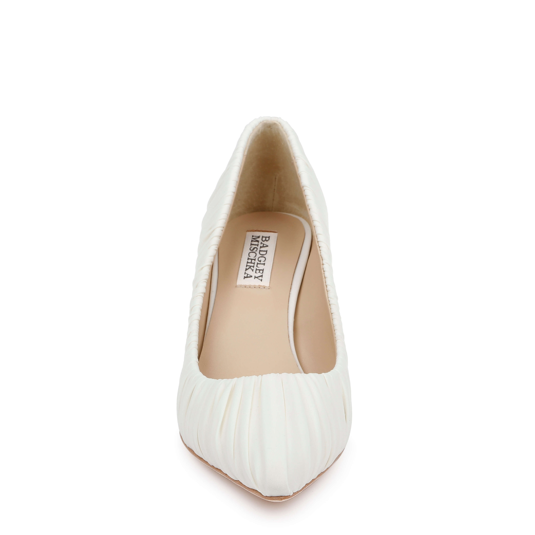 Verity - Ruched Kitten Heel Pumps - Ivory