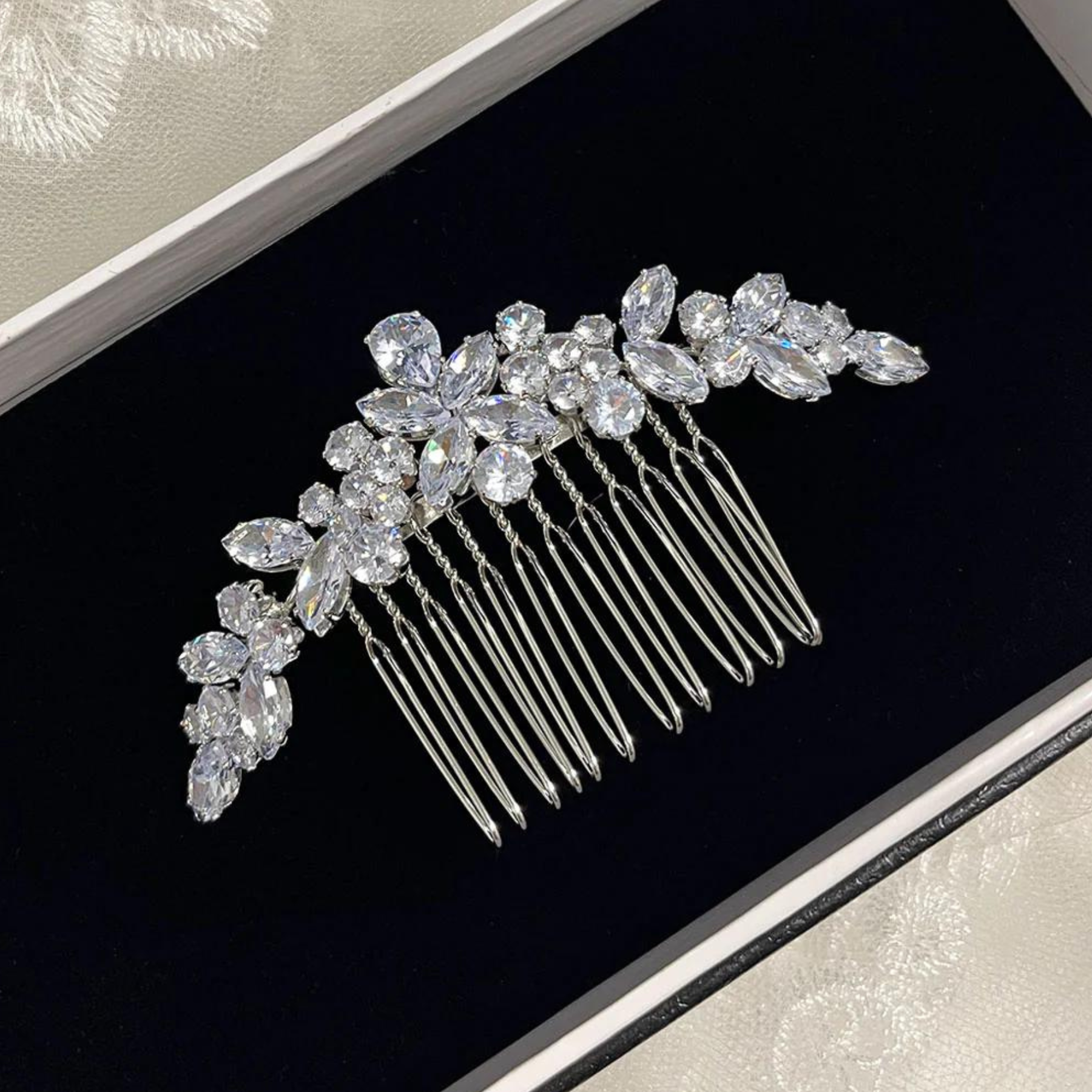 Buy Saphira - Elegant Sparkling Crystal Bridal Comb online | The White Collection Australia