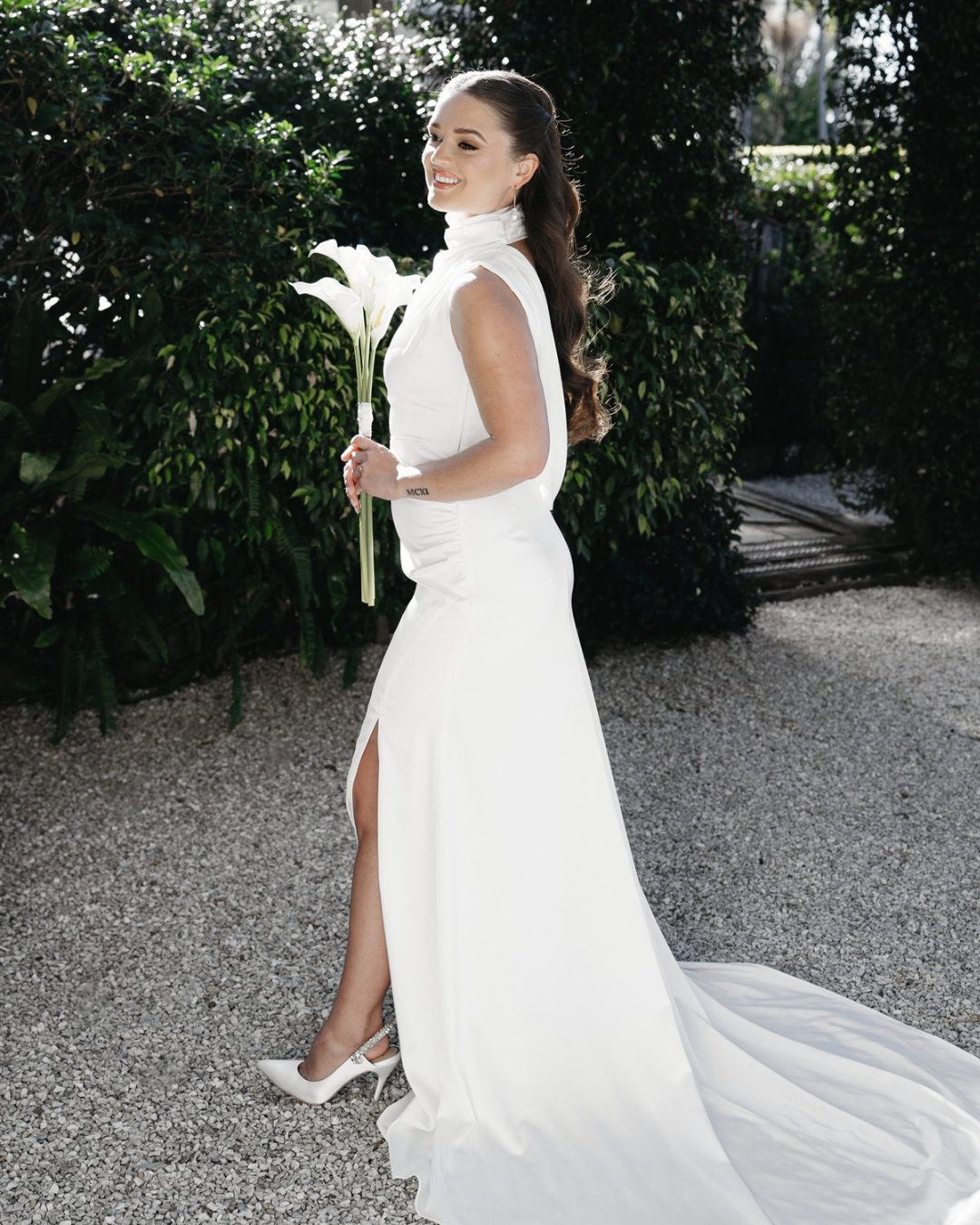 Bonnie - White Crystal Embellished Sling Back Evening Pump
