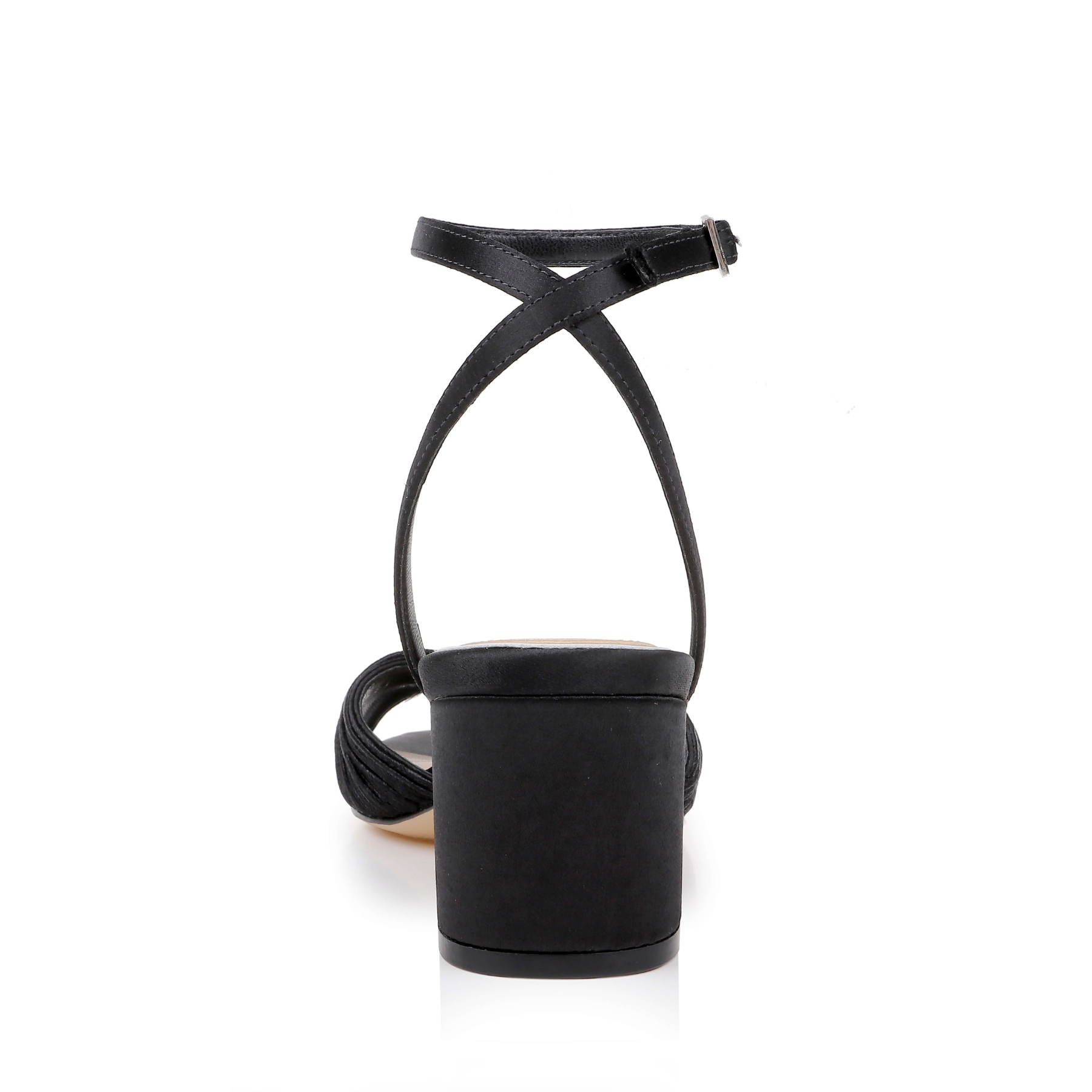 Pretty - Open Toe Strappy Low Block Heel - Black