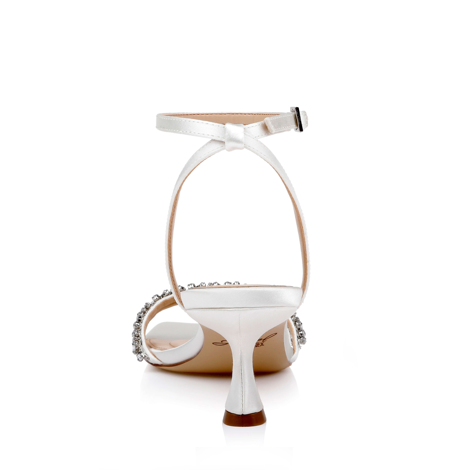 Nayla - Crystal Strap Kitten Heels - Ivory