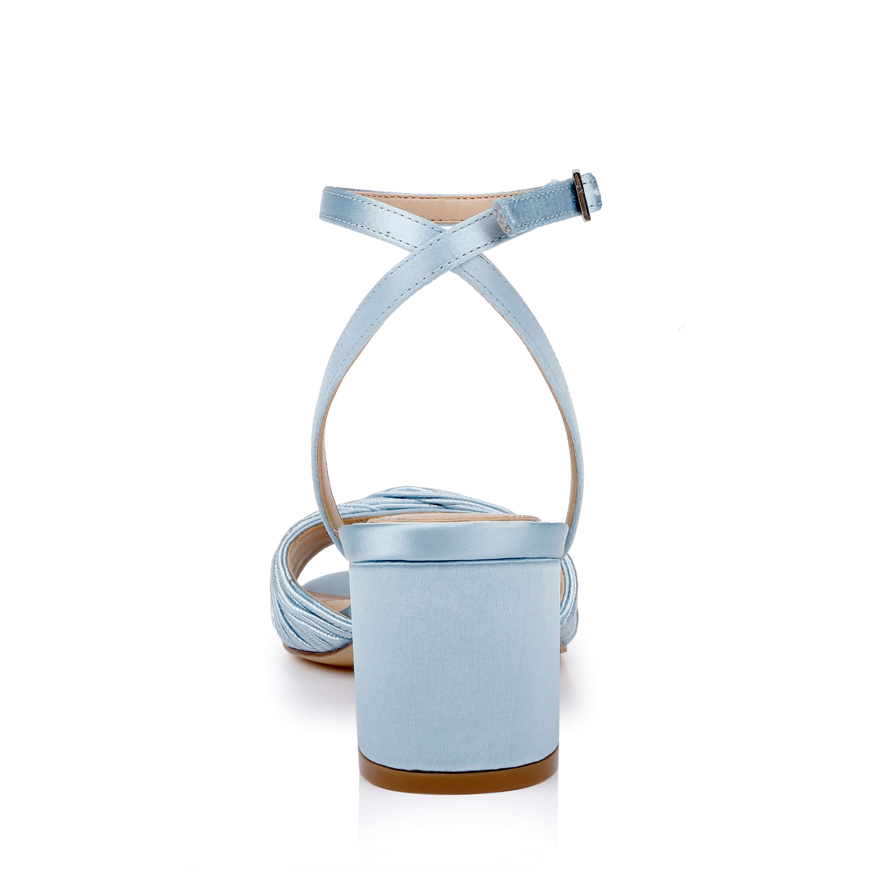 Pretty - Open Toe Strappy Low Block Heel - Sky Blue