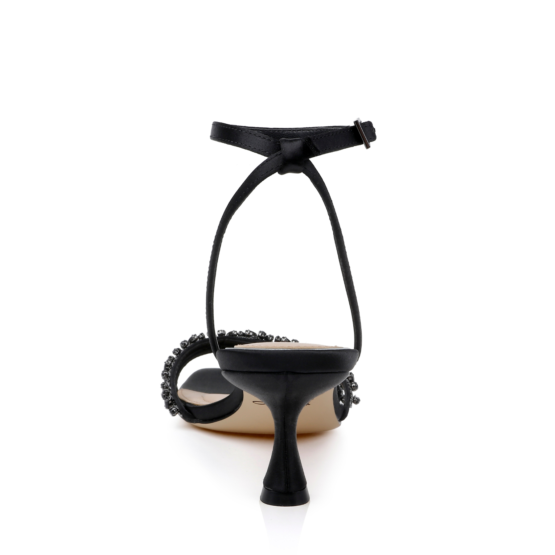 Nayla - Crystal Strap Kitten Heels - Black