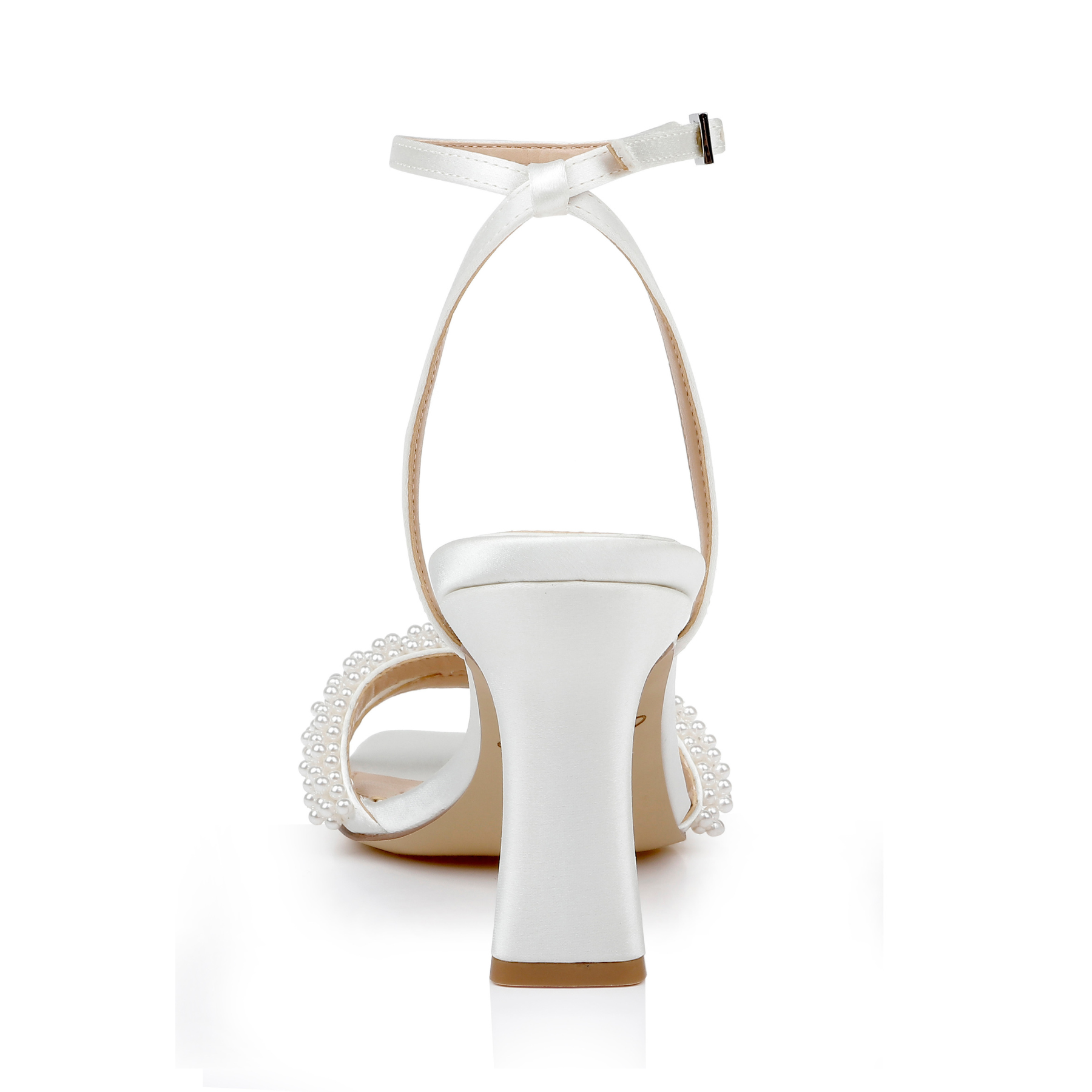 Noah - Open Toe Strappy Pearl High Heels - Ivory