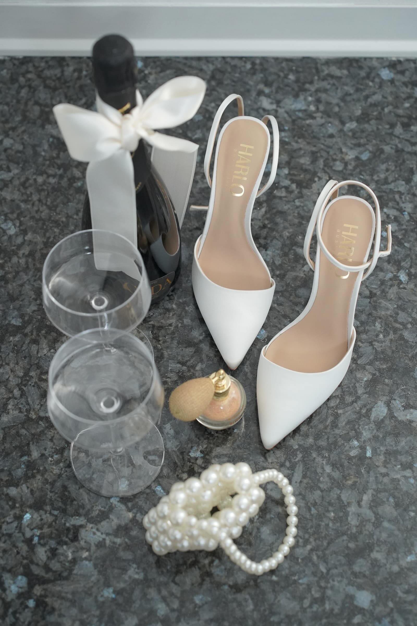 Frances - Pearl Heel Stiletto with Pointed Toe - Soft White