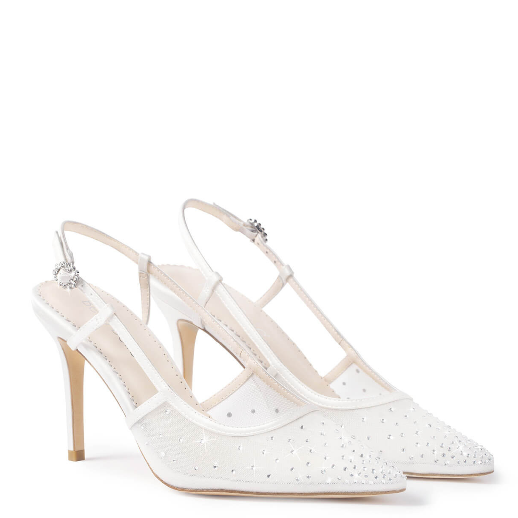 Buy Chriselle - Crystal Bow Mesh Slingback Heels with Removable Bow - Ivory online | The White Collection Australia