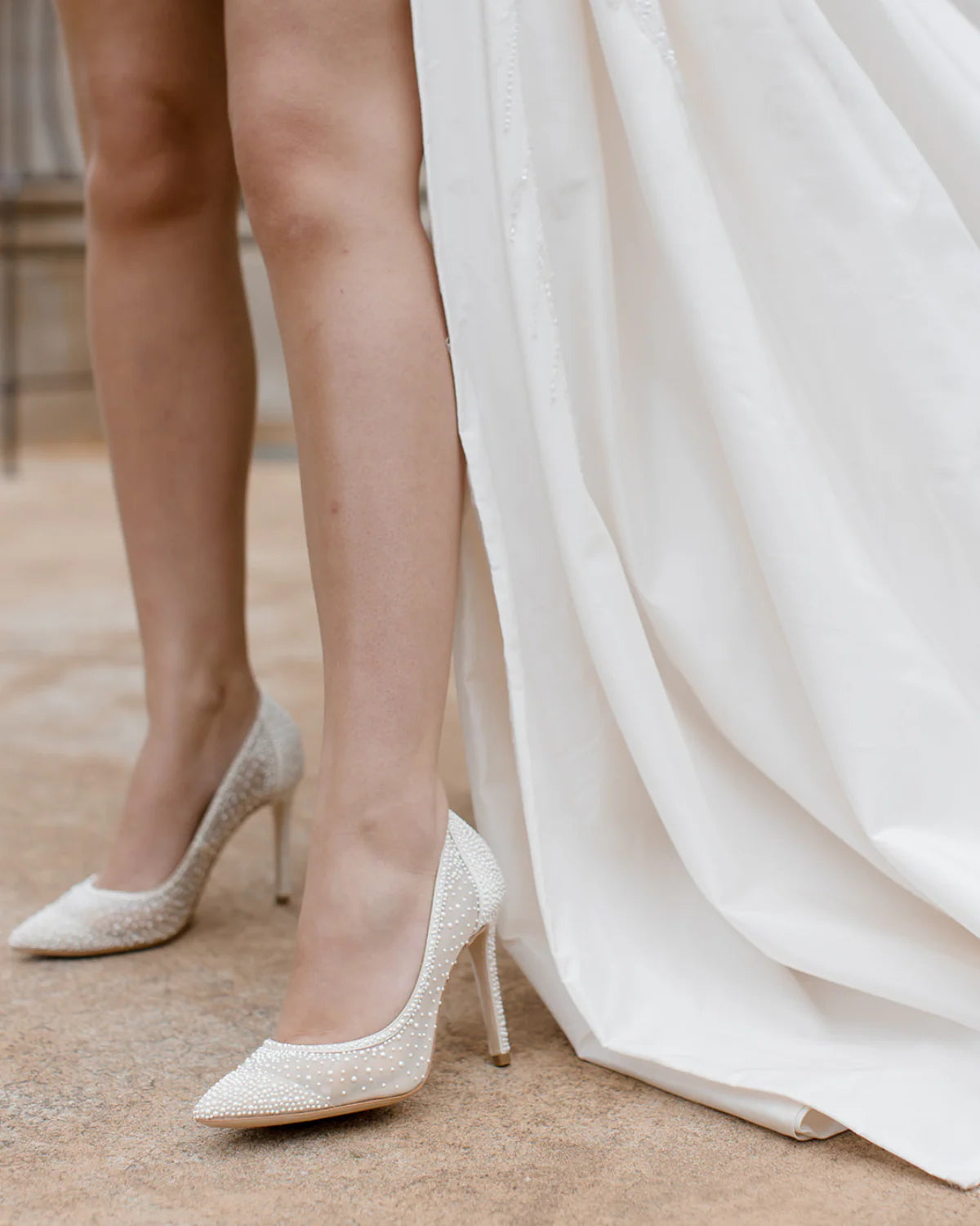 Demi - Pointed Toe Pump With Pearls - Soft White