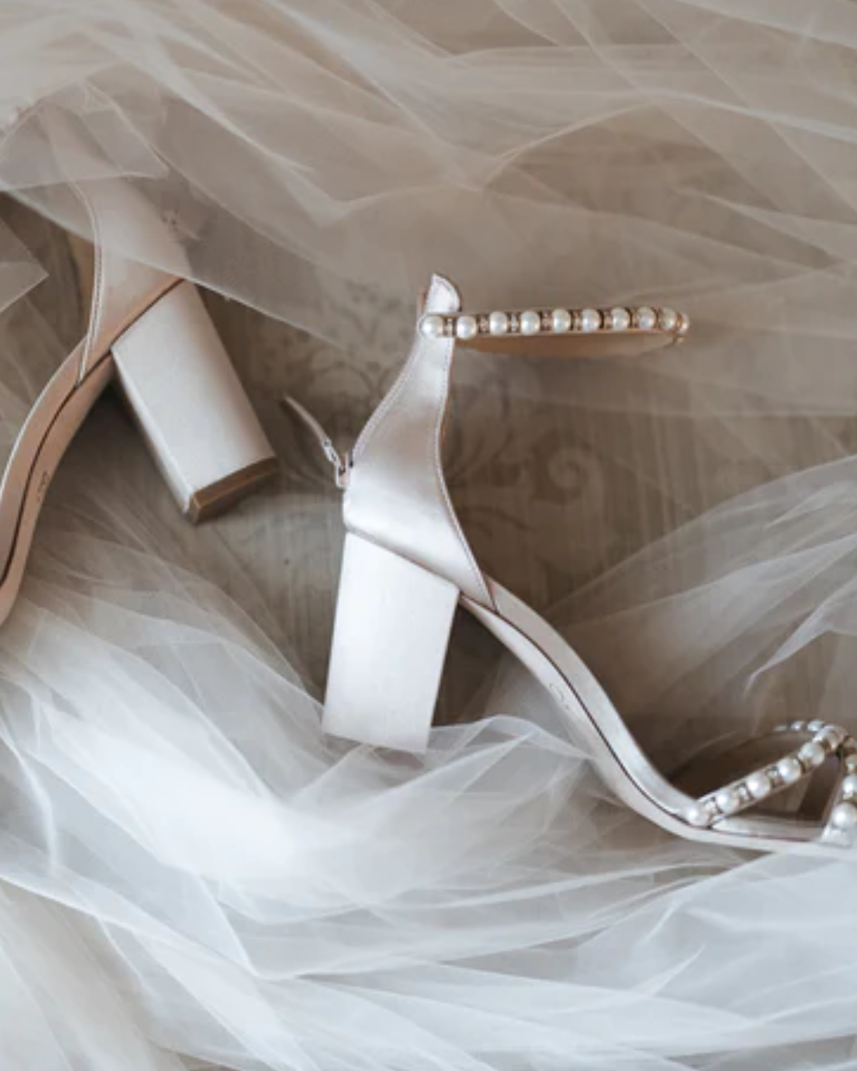 Alexene - Nude Pearl Low Block Bridal Heel