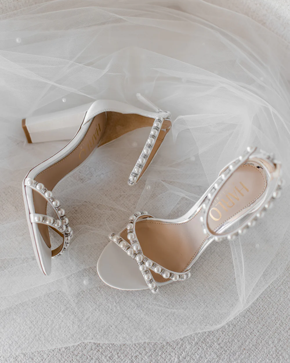 Alexandra - White Pearl Bridal Block Heel