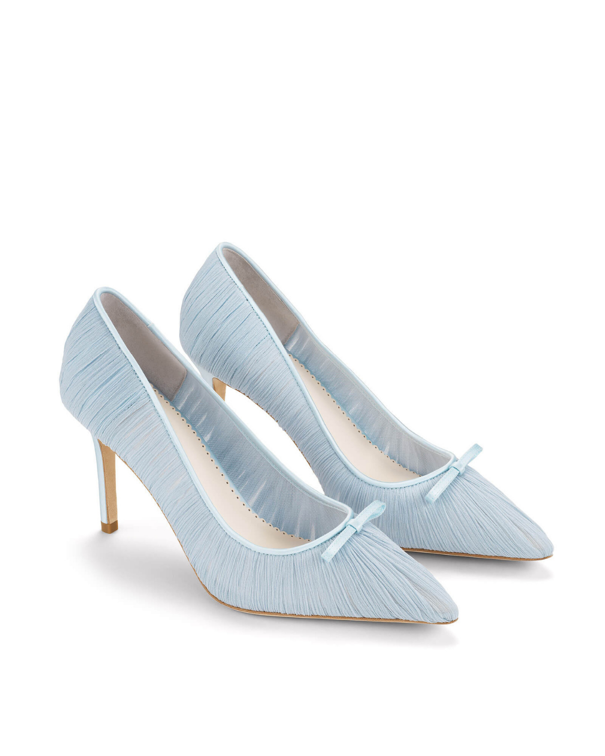 Amelie - Pleated Silk Crepe Something Blue Wedding Shoes - Blue