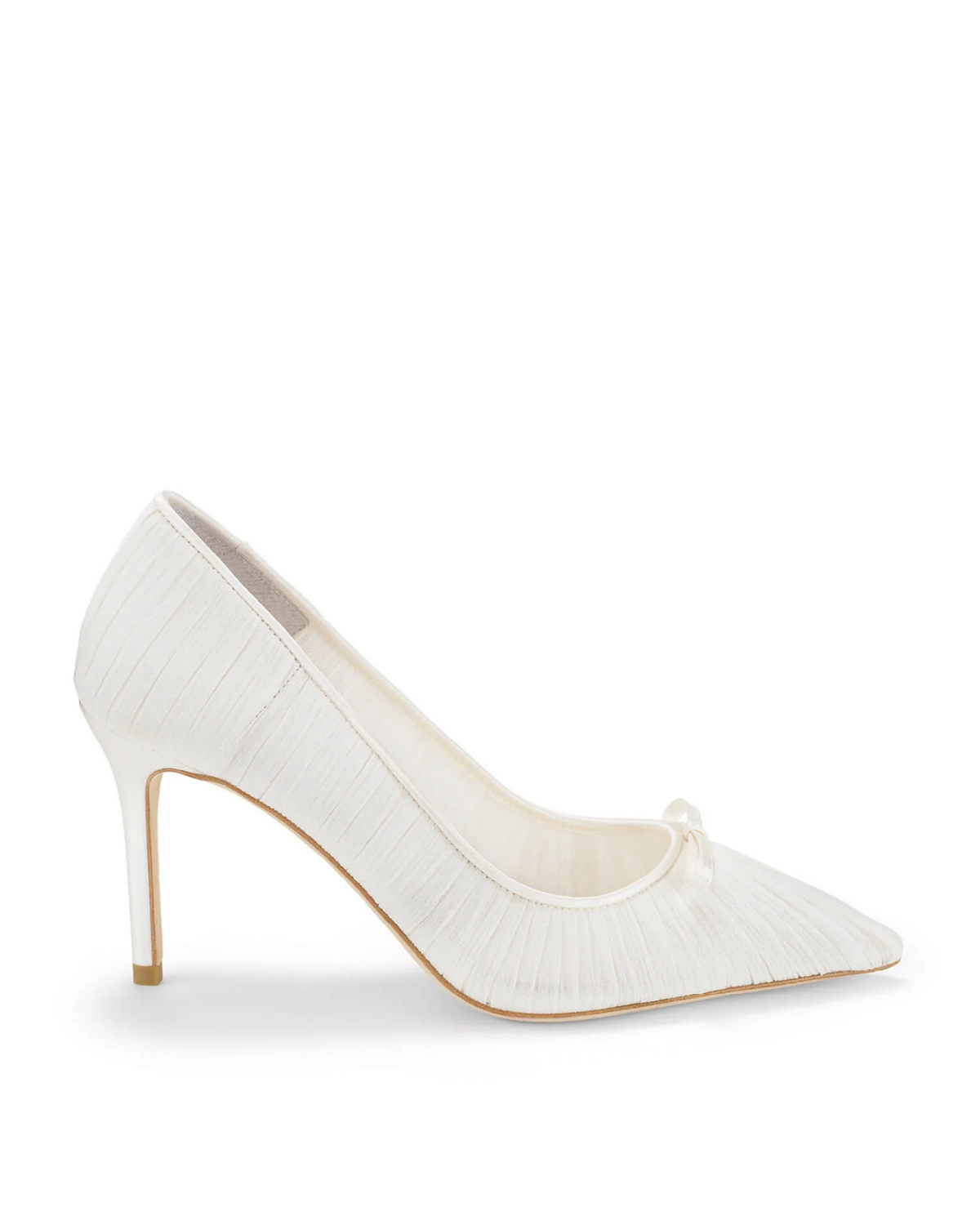 Amelie - Pleated Silk Crepe Something Blue Wedding Shoes - Ivory