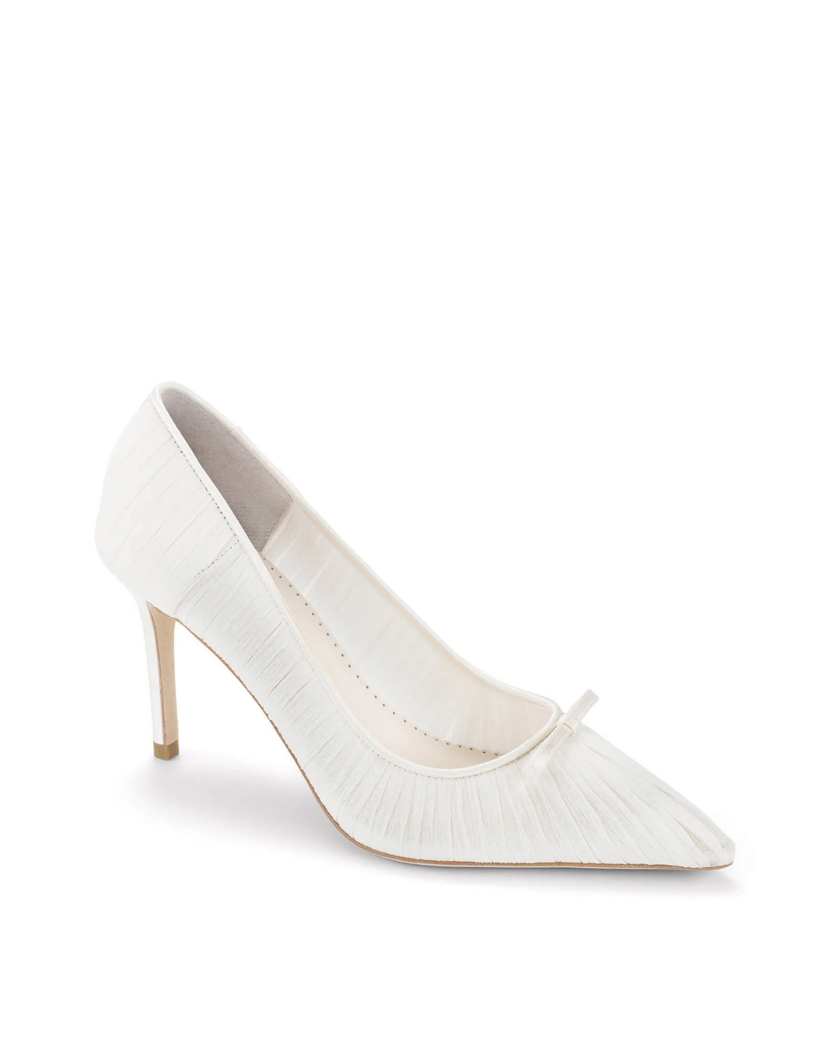 Amelie - Pleated Silk Crepe Something Blue Wedding Shoes - Ivory
