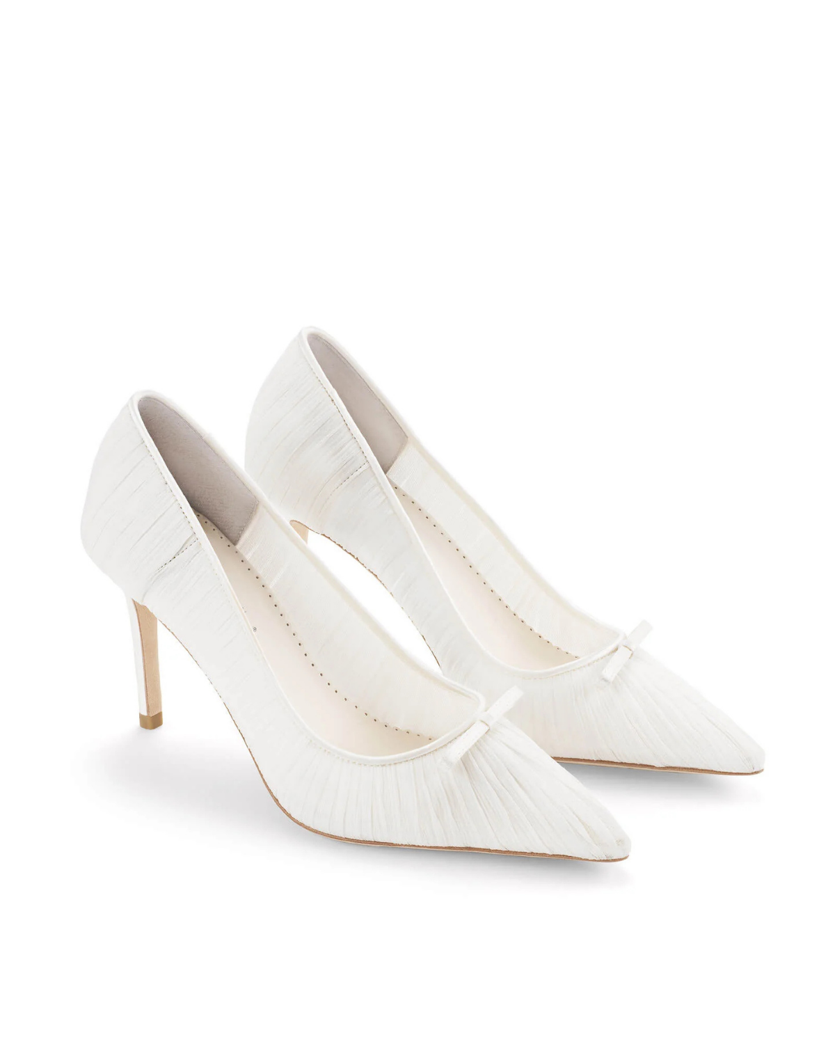 Amelie - Pleated Silk Crepe Something Blue Wedding Shoes - Ivory