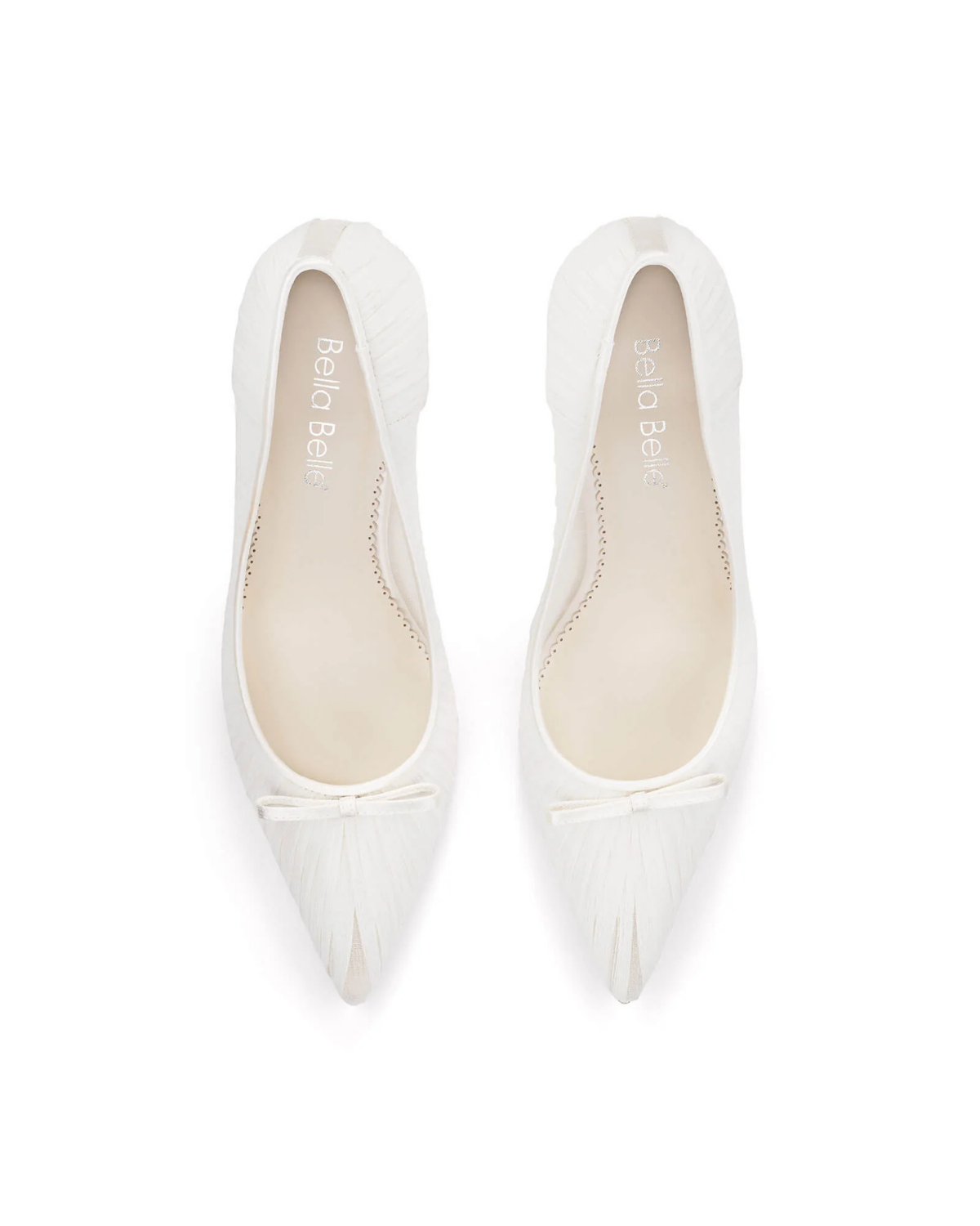 Amelie - Pleated Silk Crepe Something Blue Wedding Shoes - Ivory