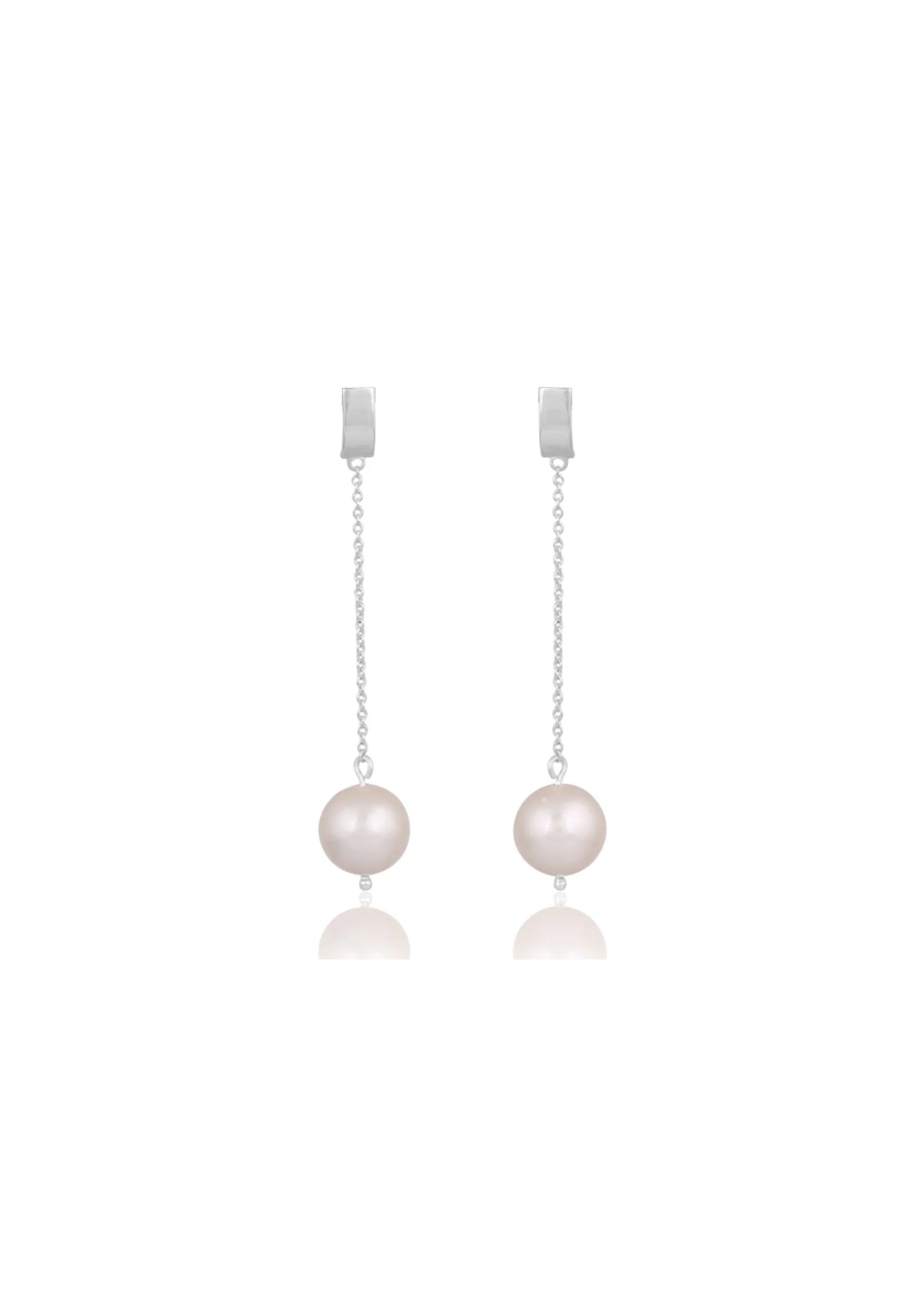 Lola Knight - Ada - Minimal Bridal Pearl Earrings - Silver