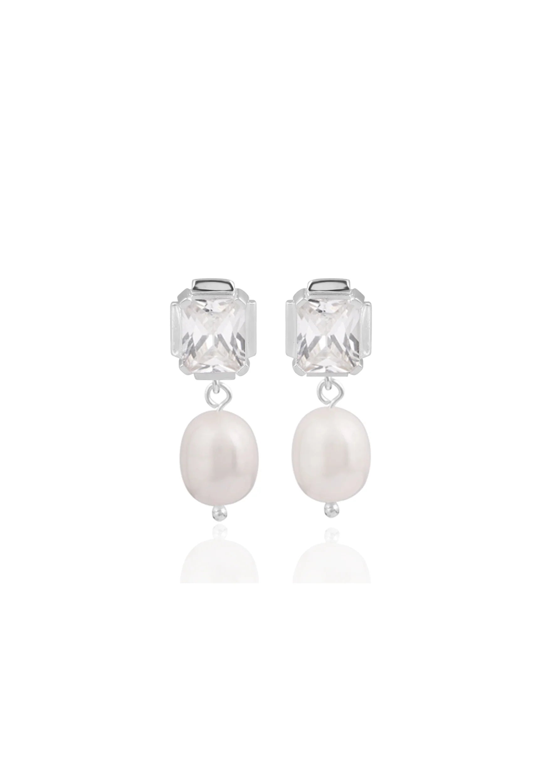 Buy Lola Knight - Adella - Crystal And Pearl Bridal Drop Earrings - Silver online | The White Collection Australia