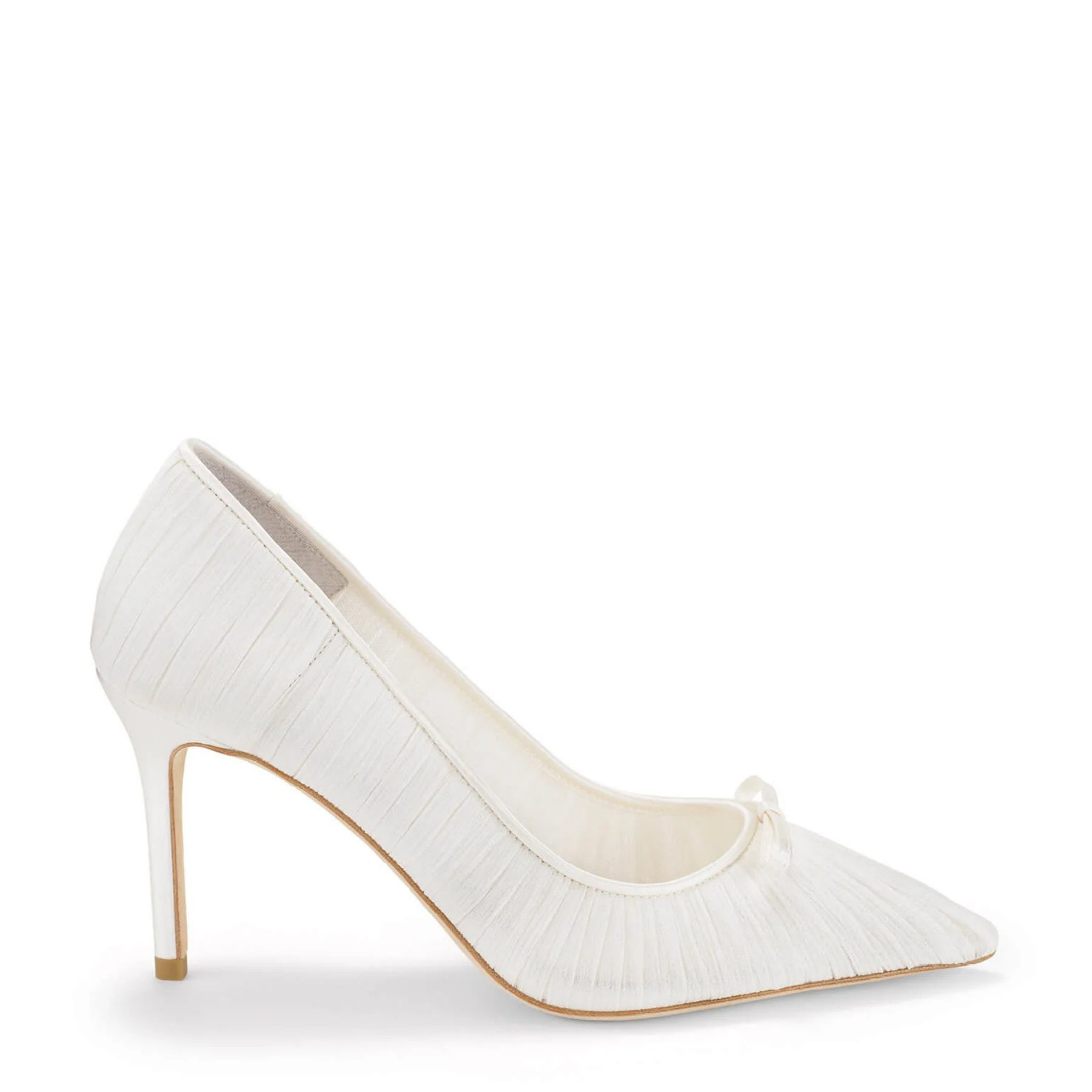 Amelie - Pleated Silk Crepe Something Blue Wedding Shoes - Ivory