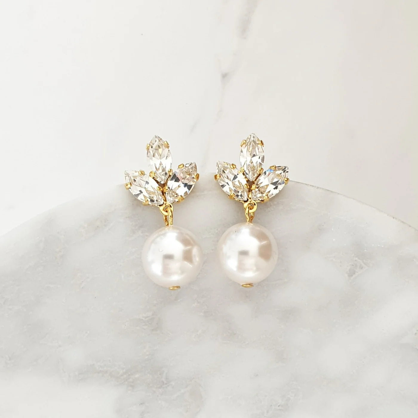 Anastasia Pearl - Crystal Bridal Pearl Drop Earrings