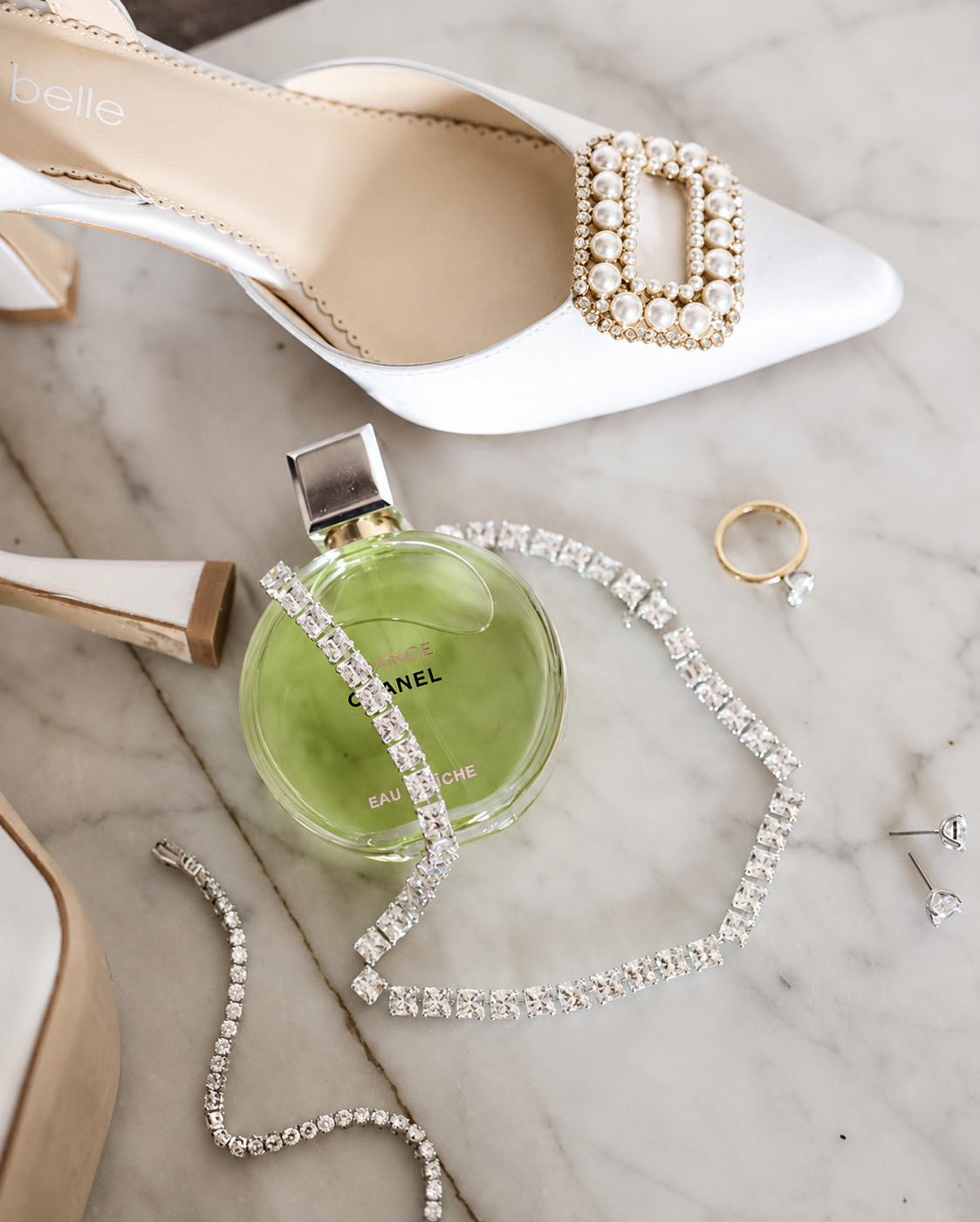 Andie - Closed Toe Spool Heel Slingbacks with Crystal and Pearl Brooch - Ivory