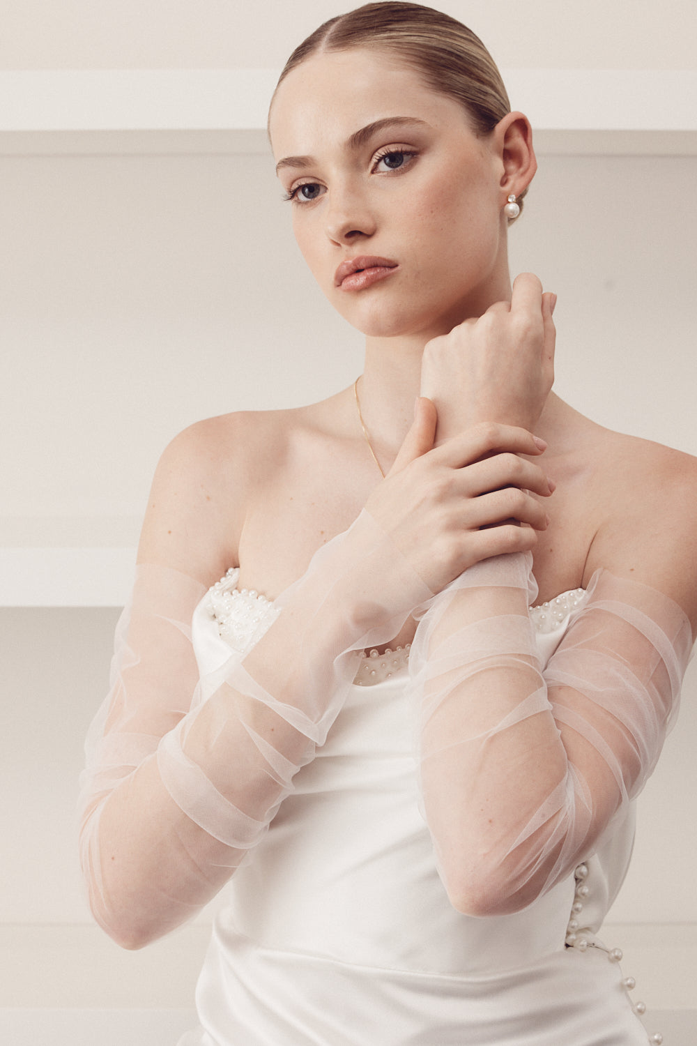 Buy The White Collection Accessories - Annabelle - White Tulle Gloves online | The White Collection Australia