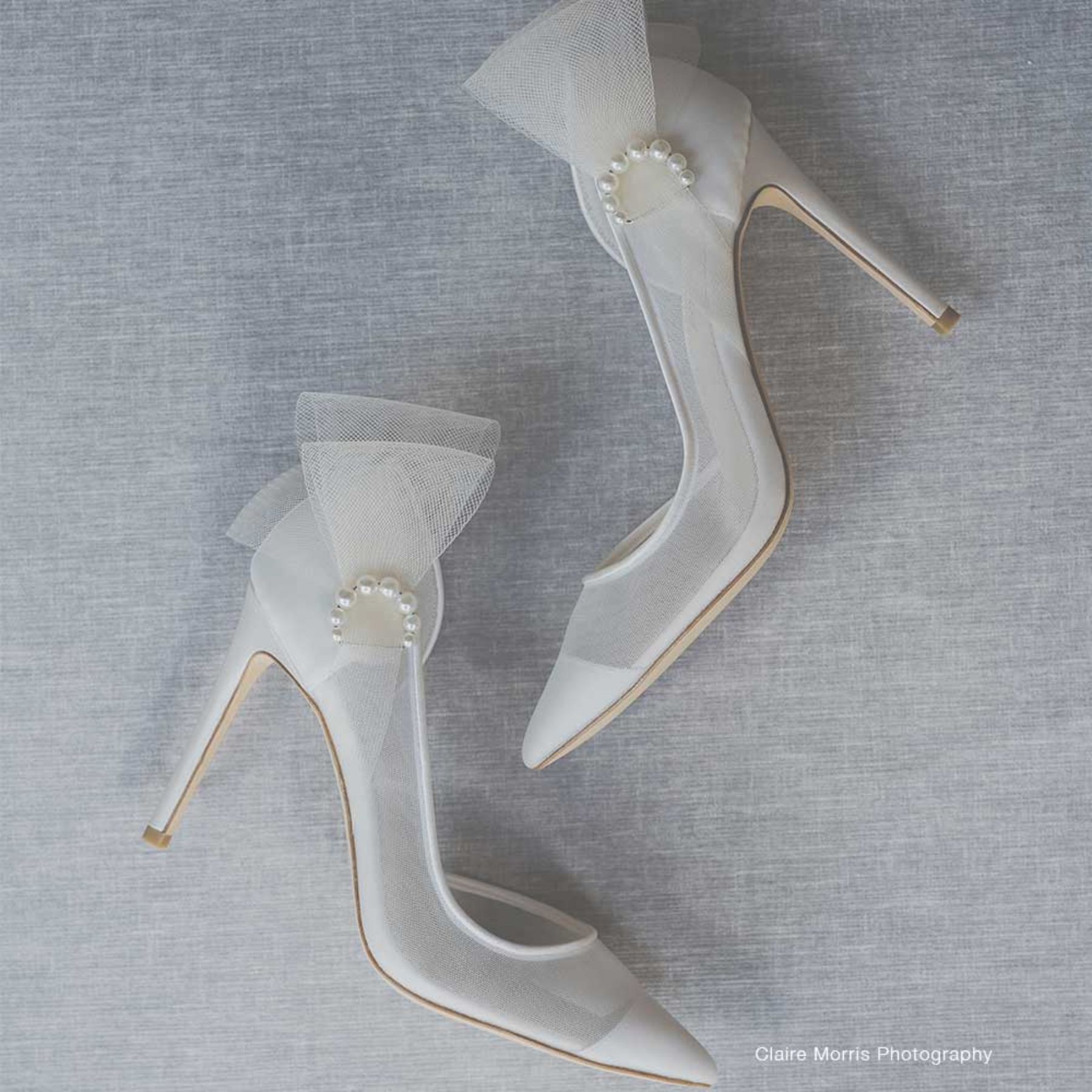 Buy Remi - Pearl Accent Ivory Mesh Closed Toe Heels online | The White Collection Australia