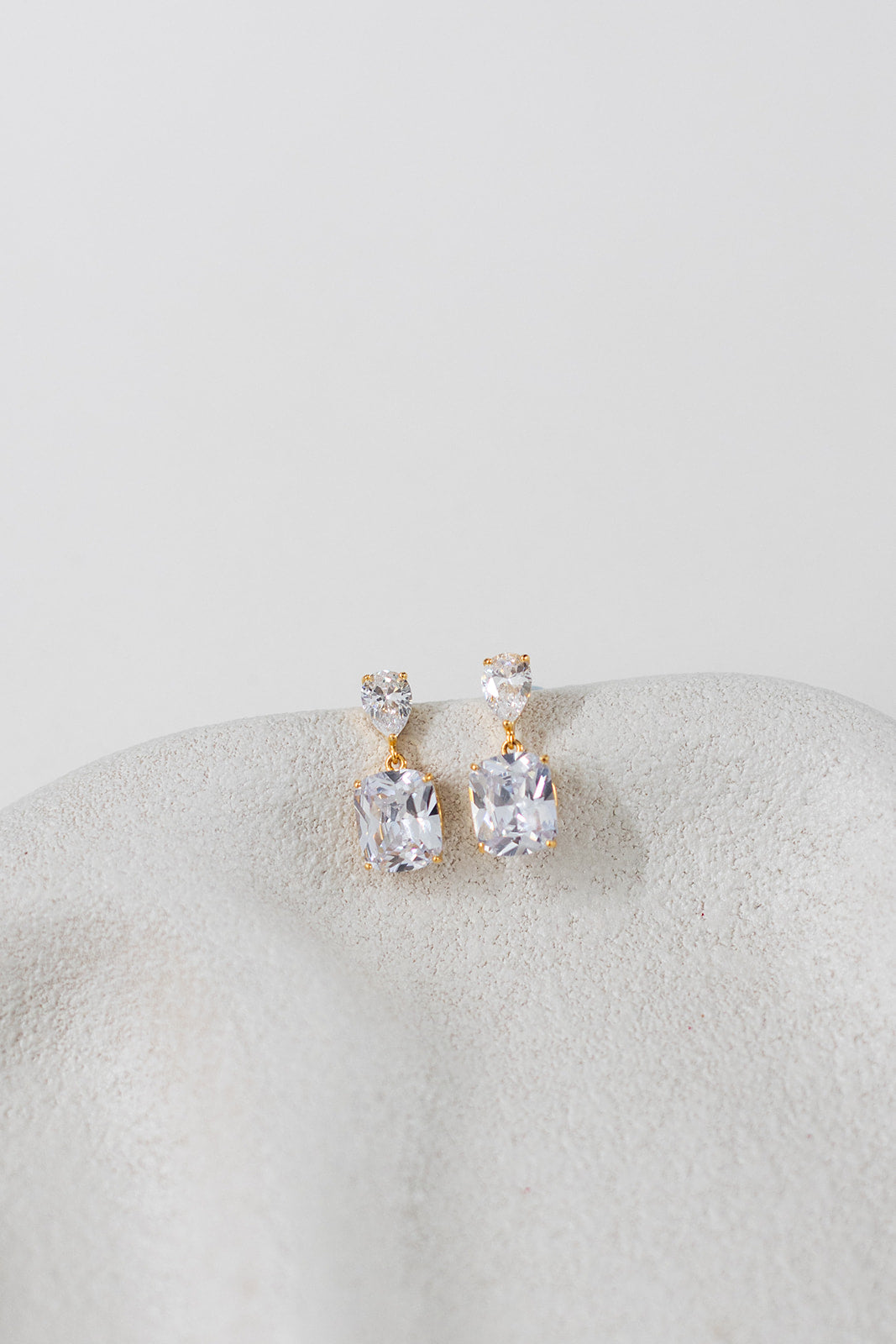 Buy Belle - Classic Pear & Cushion Cut Crystal Drop Bridal Earrings online | The White Collection Australia