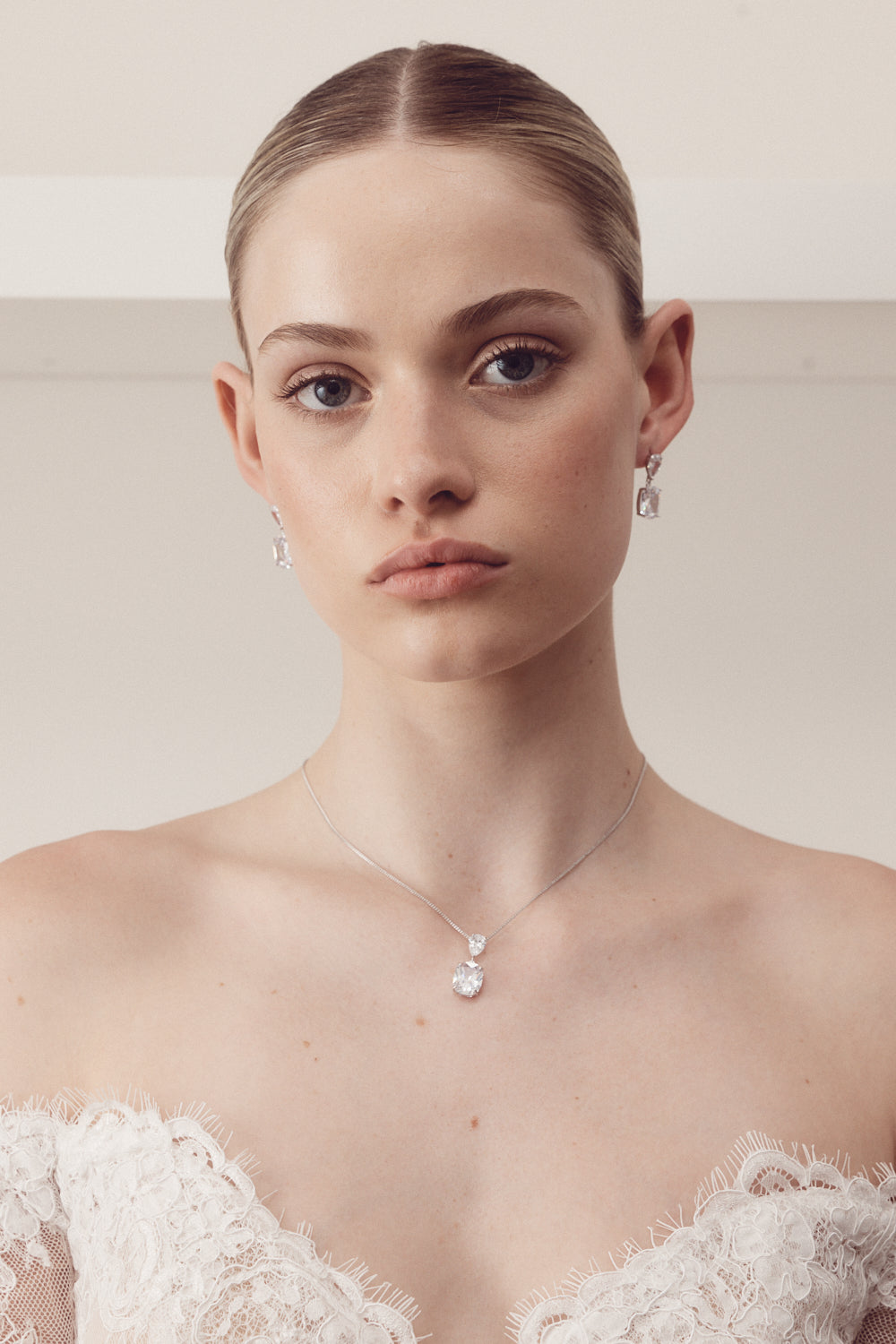 Buy Belle - Classic Pear & Cushion Cut Crystal Drop Bridal Earrings online | The White Collection Australia