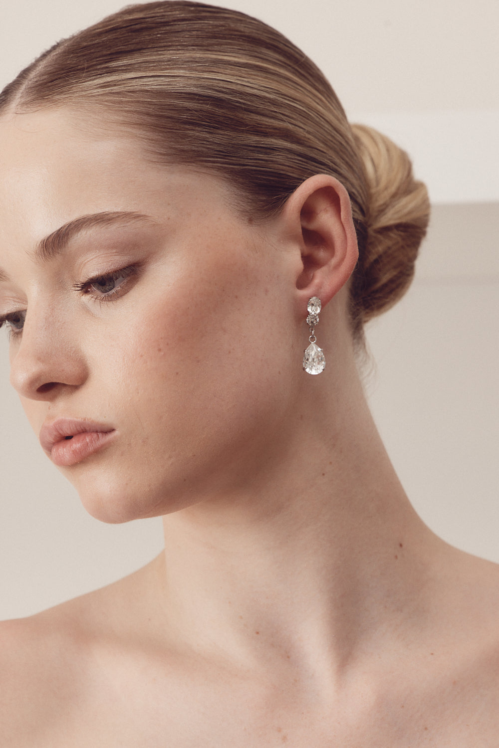 Buy Bianca - Swarovski Crystal Pear Drop Bridal Earrings online | The White Collection Australia