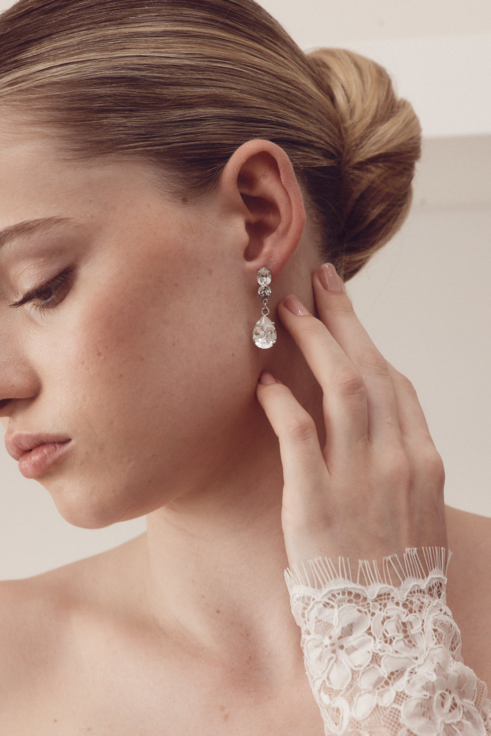 Buy Bianca - Swarovski Crystal Pear Drop Bridal Earrings online | The White Collection Australia