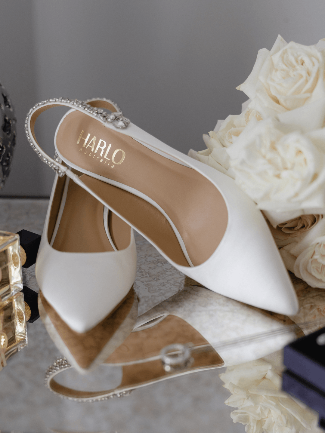 Buy Nina - White Crystal Embellished Sling Back Low Bridal Pump online | The White Collection Australia