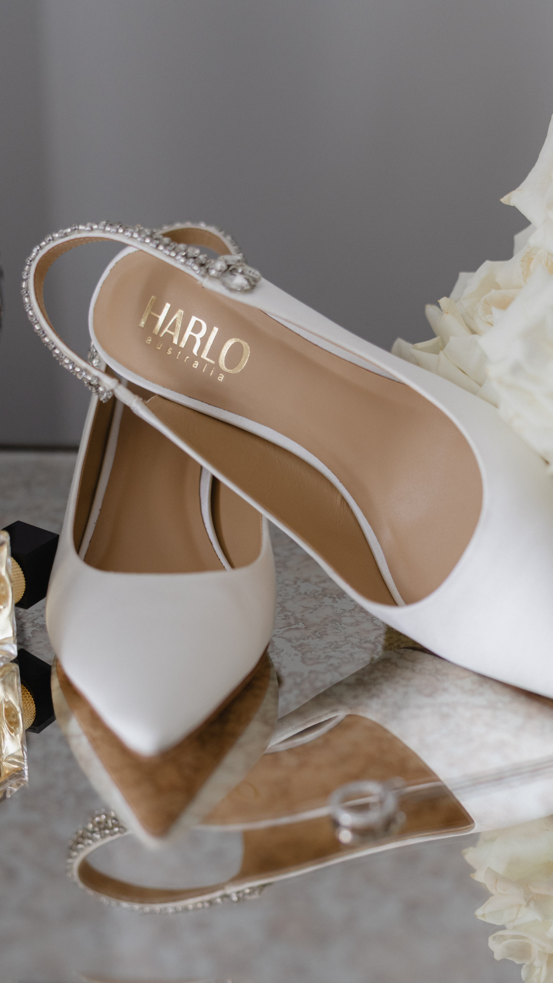 Buy Bonnie - White Crystal Embellished Sling Back Evening Pump online | The White Collection Australia